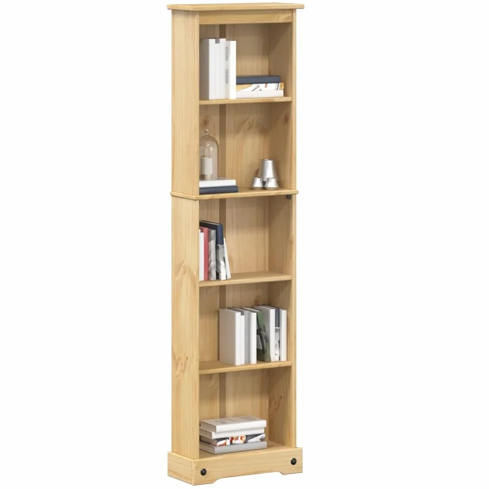 Estantería de madera maciza de pino con soporte de pared - Estantería decorativa con espacio de almacenamiento para libros, revistas y artículos decorativos en diseño rústico