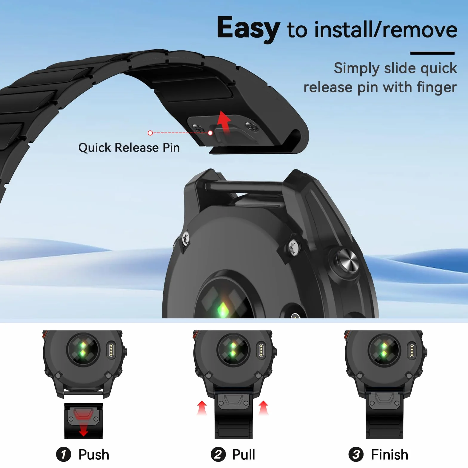 ISABAKE Magnética Correa para Fenix 7/6 Pro/5 Plus, 22mm QuickFit Silicona Pulseras de Repuesto para Forerunner 955/945