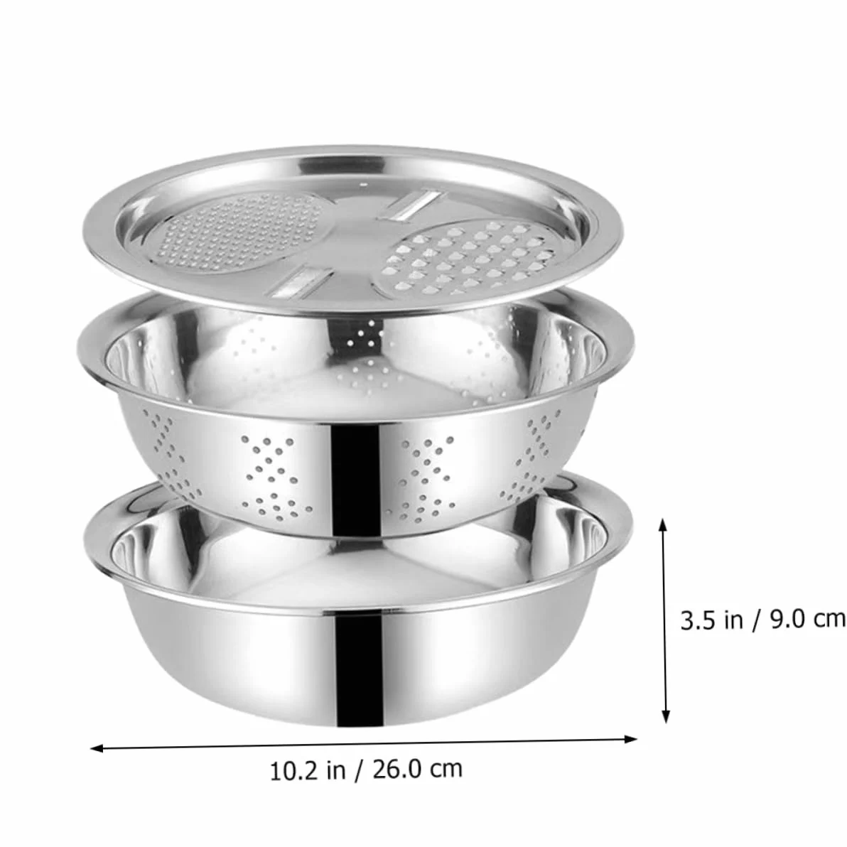 Colador Varios estilos Diseño de Drenaje Acero Inoxidable 3 Piezas de Apto para Lavar Frutas y Amasar Masa, Utensilio Multifuncional para Cocina para Uso Diario