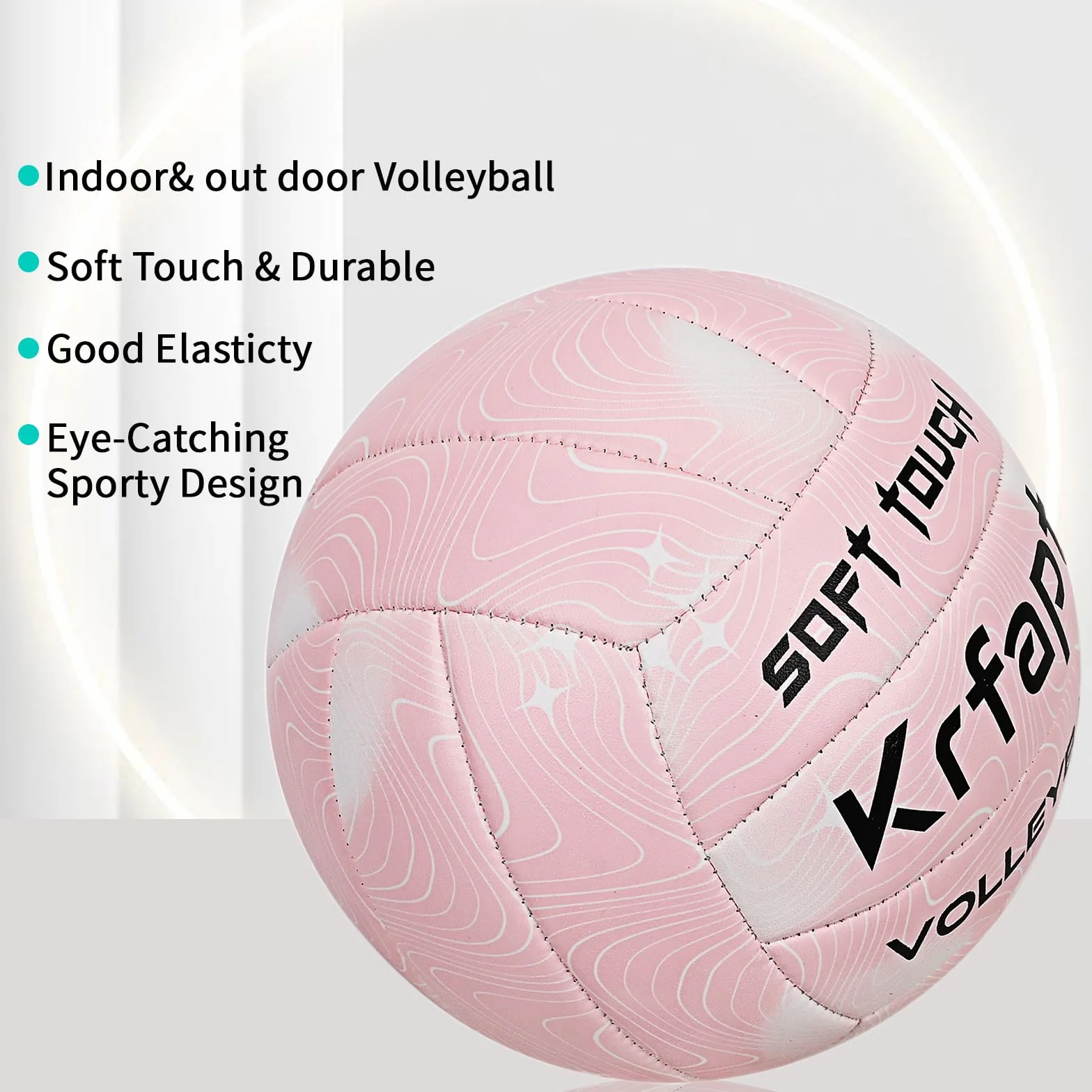 Balón de voleibol oficial tamaño 5 resistente al agua tacto suave diseño ondulado rosa