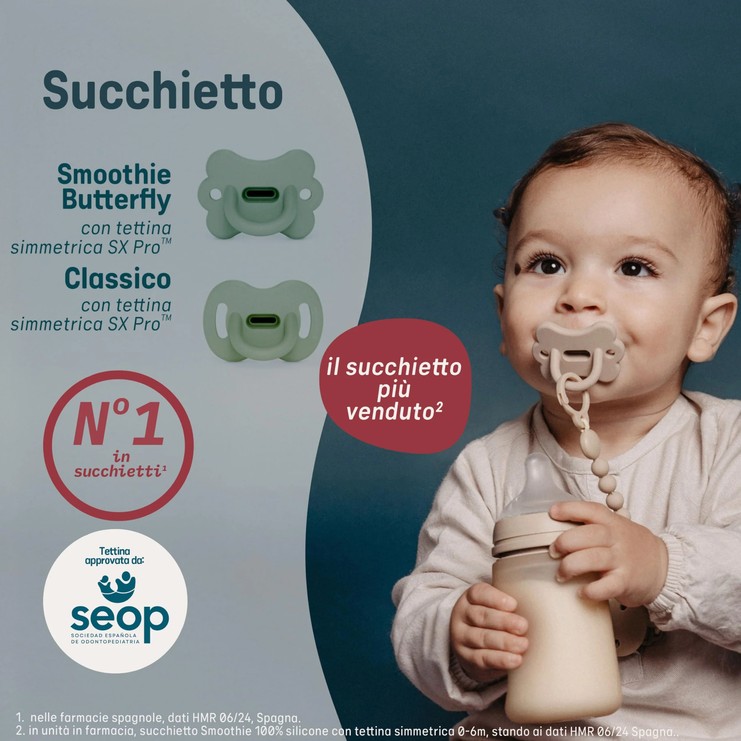 Suavinex, Chupete Todo Silicona, para Bebés 6/18 Meses, con Tetina Fisiológica Sx Pro, Súper Blandito y Flexible, Ideal para Dormir, Respeta el Desarrollo Bucodental, Colour Essence, Deep Ocean