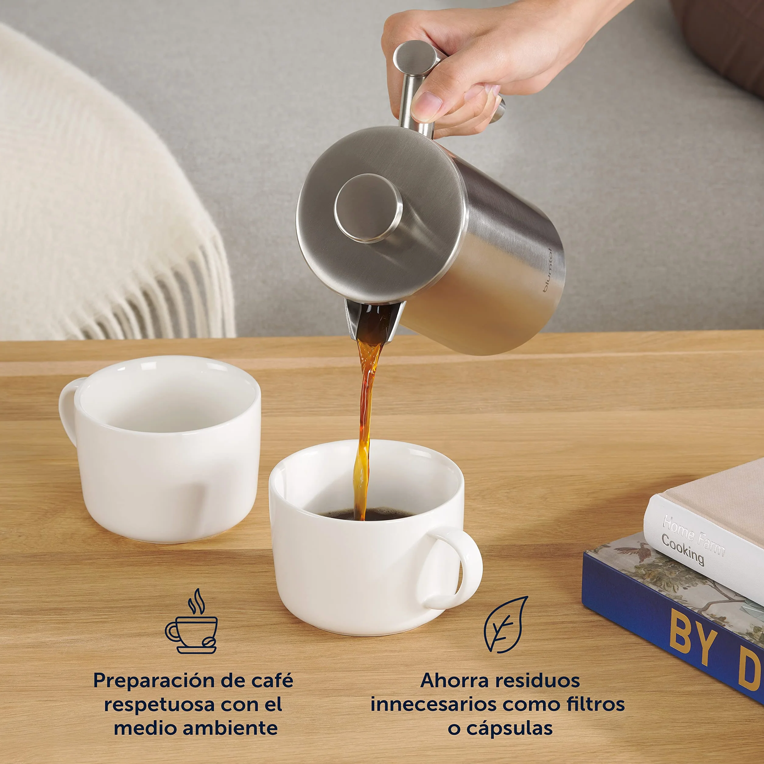 Blumtal Prensa francesa de Acero Inoxidable 350 ml Cafetera termo doble pared aislada con filtro recambio