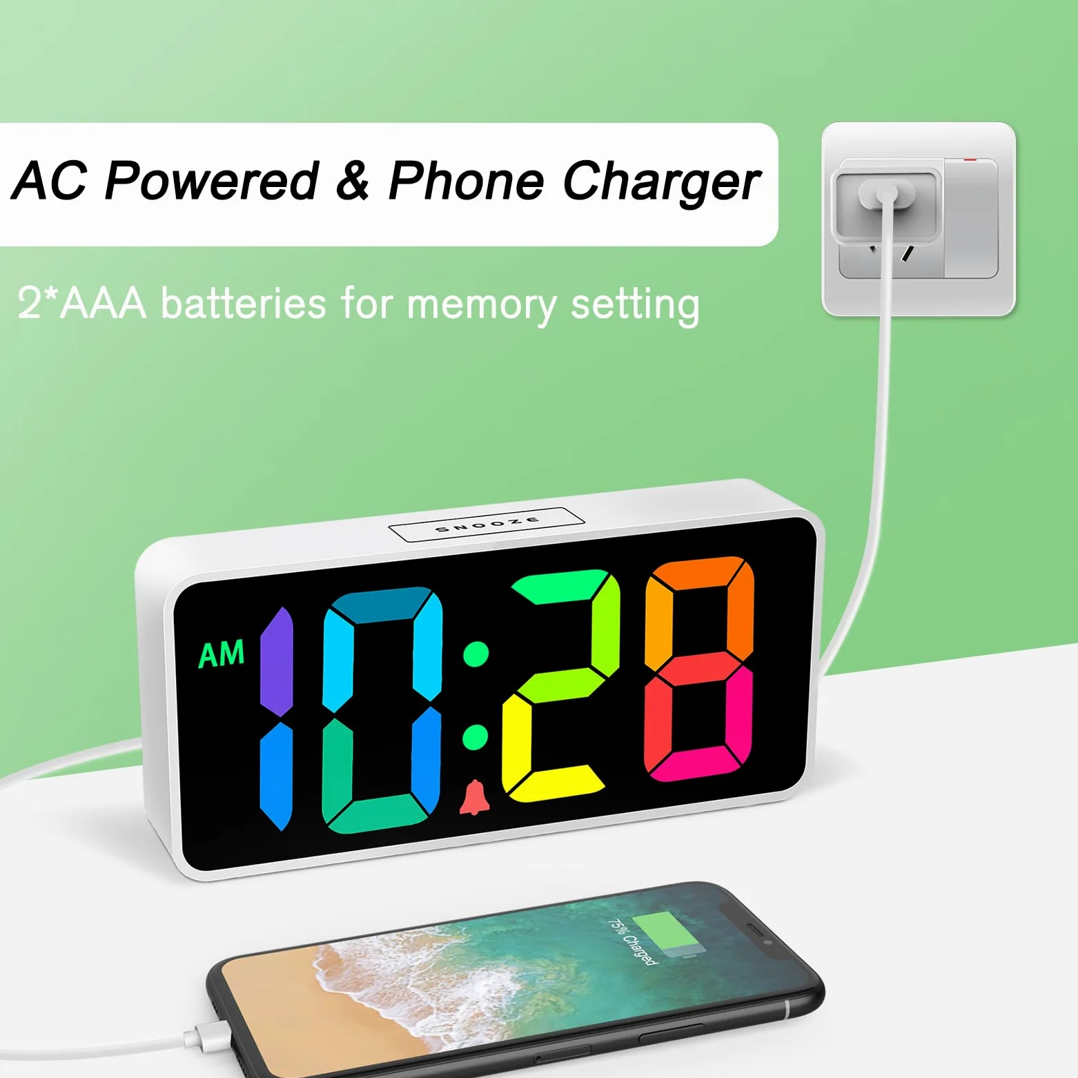 Welgo Alarm Clocks 7in x 1.5in x 3in