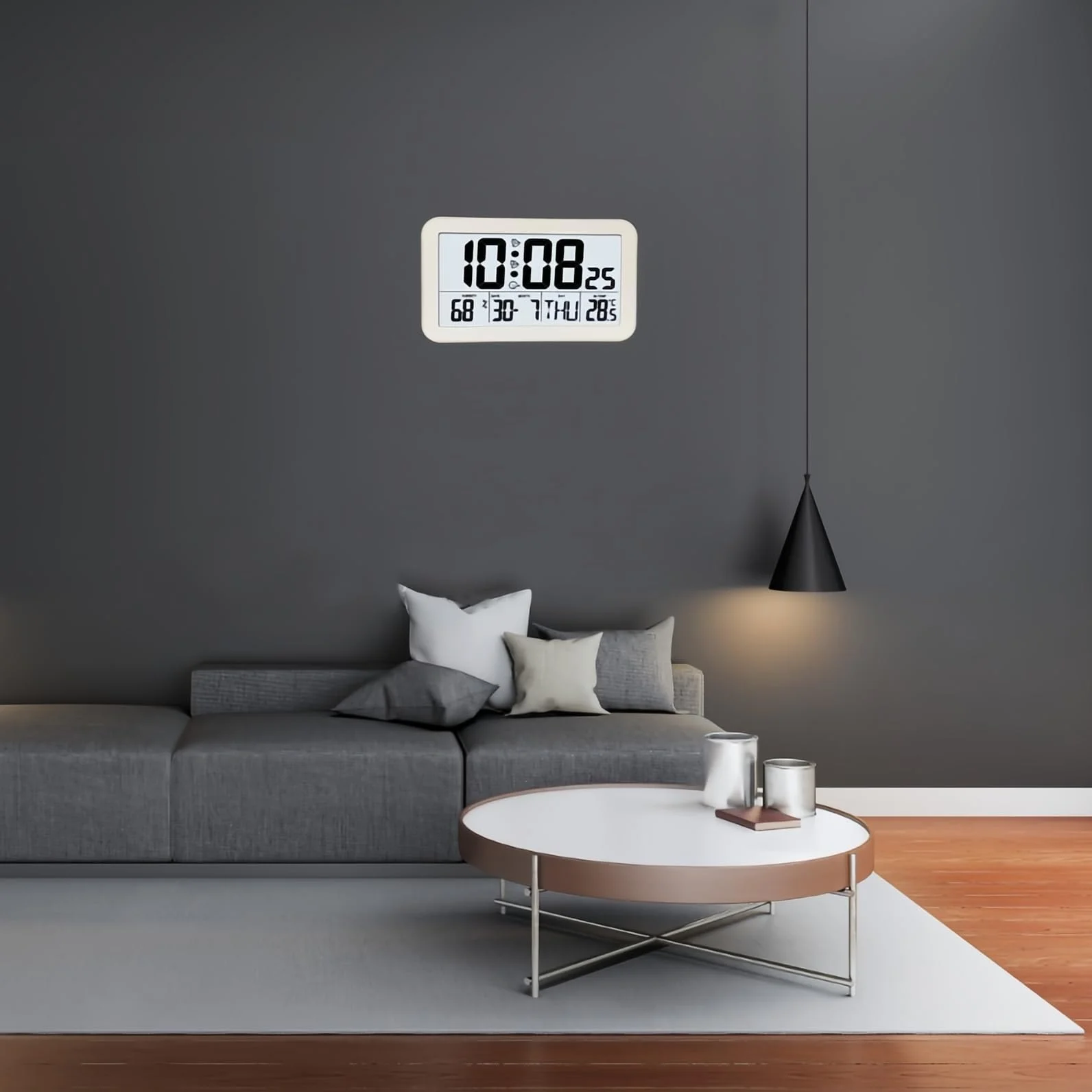 Despertador Digital con Snooze Retroiluminado, Visualización de Temperatura y Humedad, Visualización de Fecha y Semana, Pantalla Grande LCD HD, Alimentación por Batería para Dormitorio
