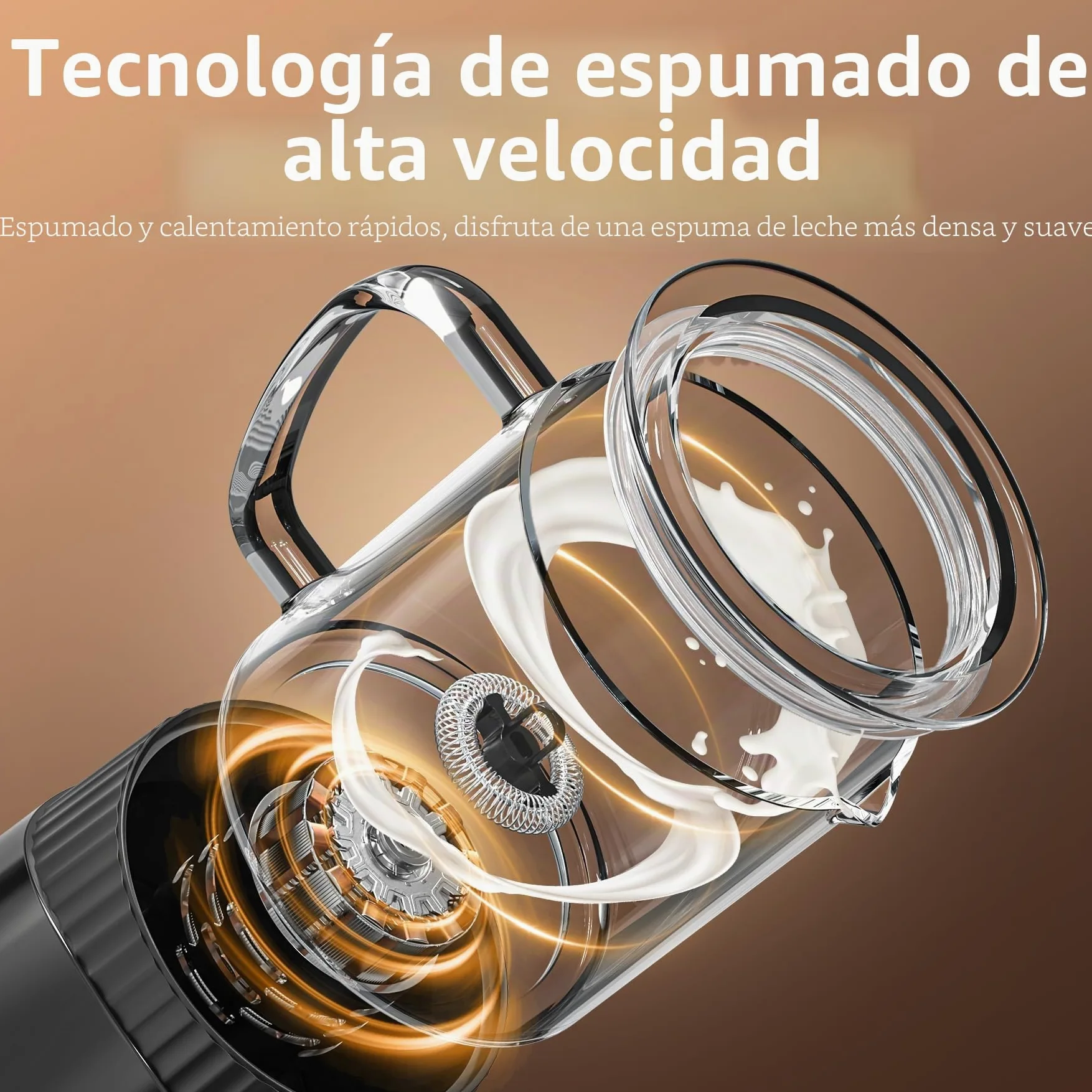 OMISOON Espumador de leche eléctrico 4 en 1 de 400 ml, espumador de leche automático de inducción de 500 W, apagado automático, para espuma de leche fría y caliente, latte macchiato, capuchino, negro