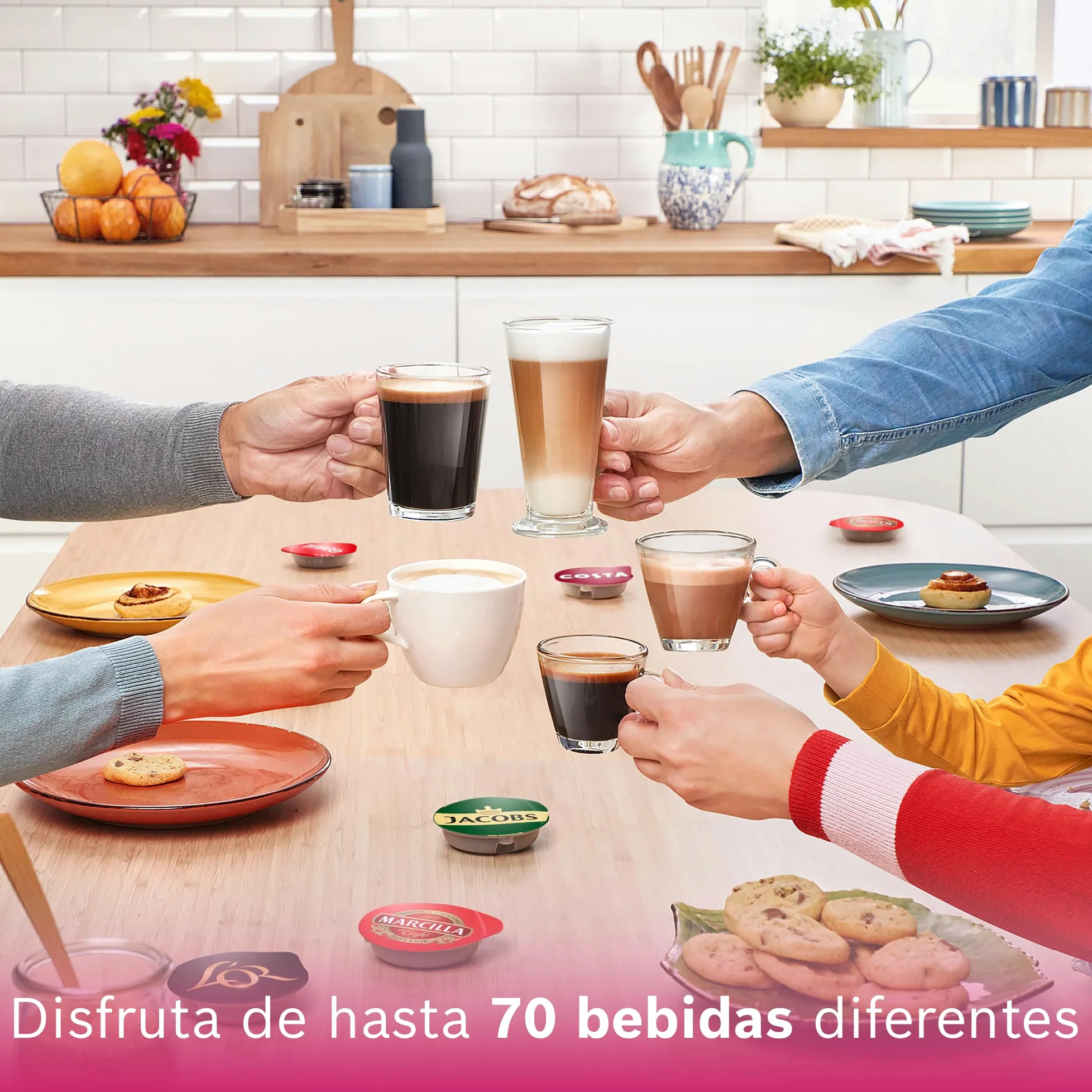 Bosch - Cafetera multibebida Tassimo Happy Friendly, OneTouch, Intellibrew, Beige, TAS109E