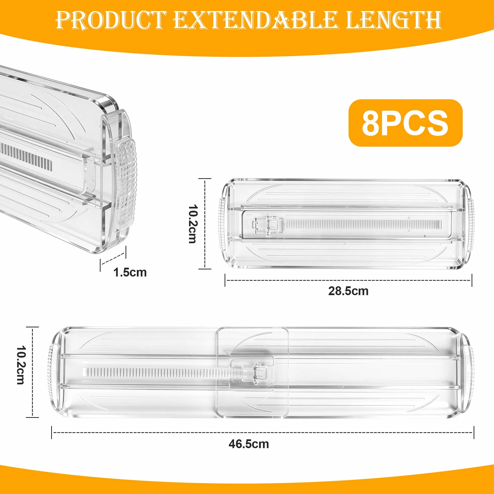Separadores De Cajones Ajustables 8 Piezas 28,5-50,5 Cm Transparentes Organizador Cajón