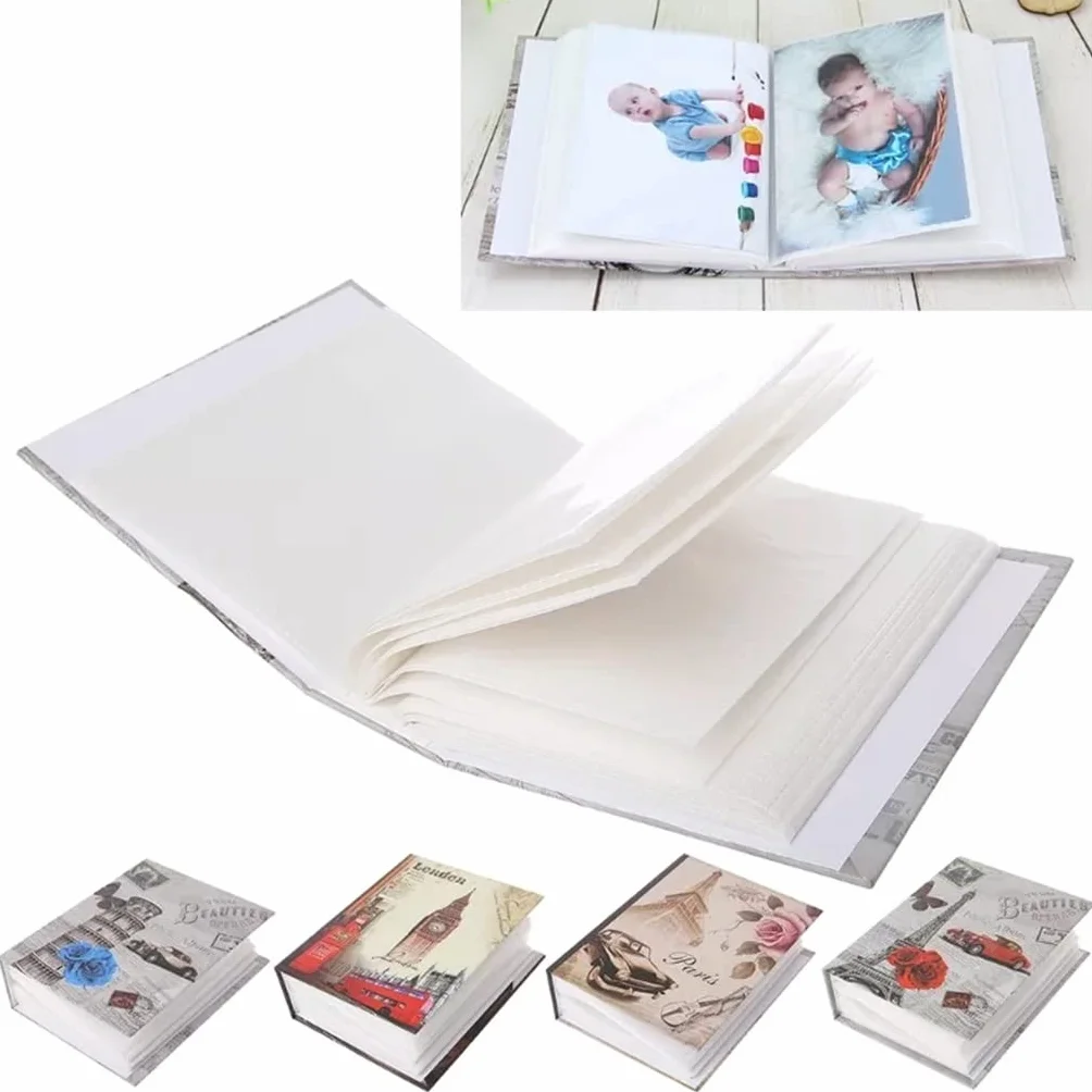 Álbum de Fotos, 100 Fotos, álbum de Fotos con Bolsillos, Libro de Fotos intersticiales, Estuche de Memoria para niños (Plata)