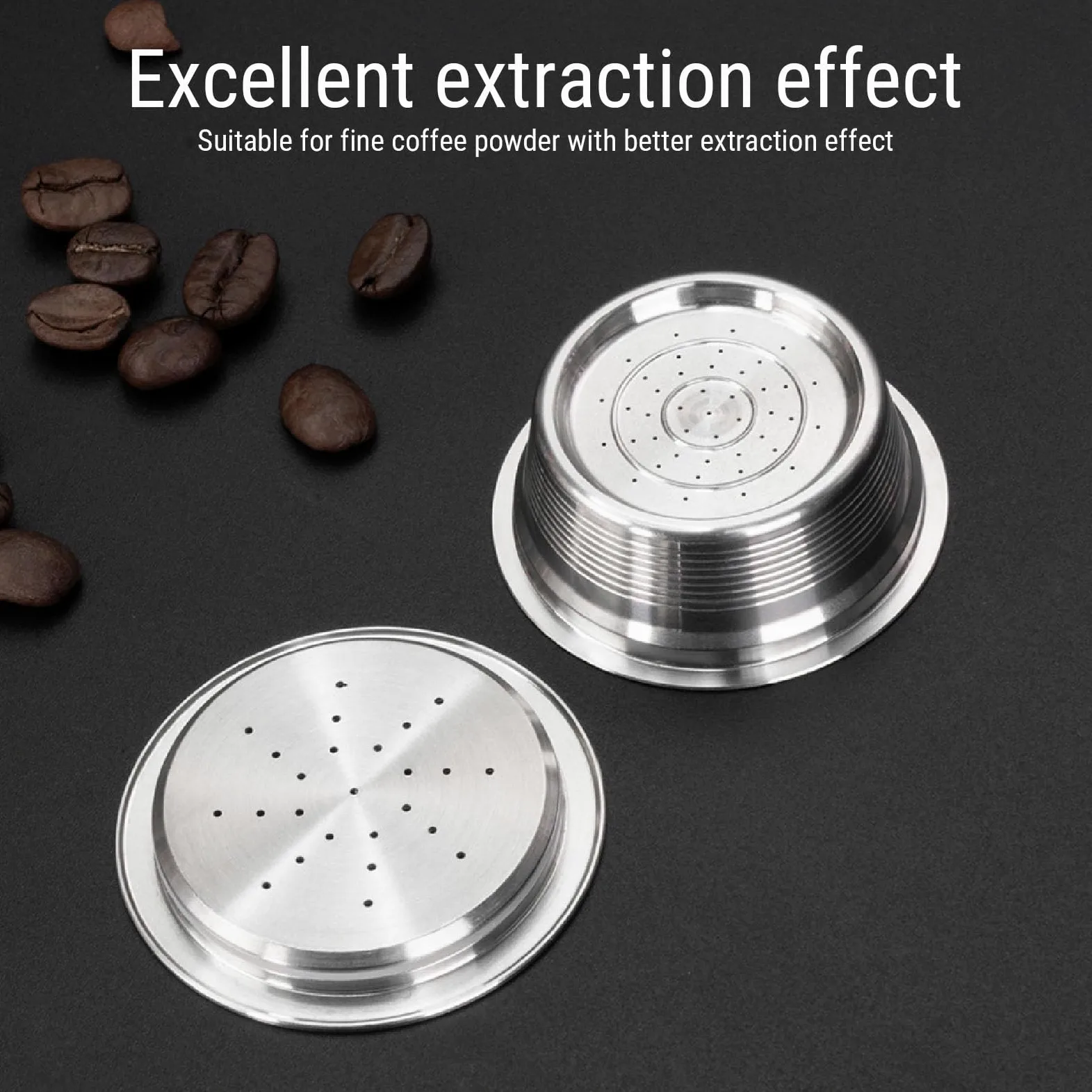 Cápsulas de café Reutilizables, de Acero Inoxidable, Recargables, Compatibles con Cafeteras, con Cepillo y Cuchara
