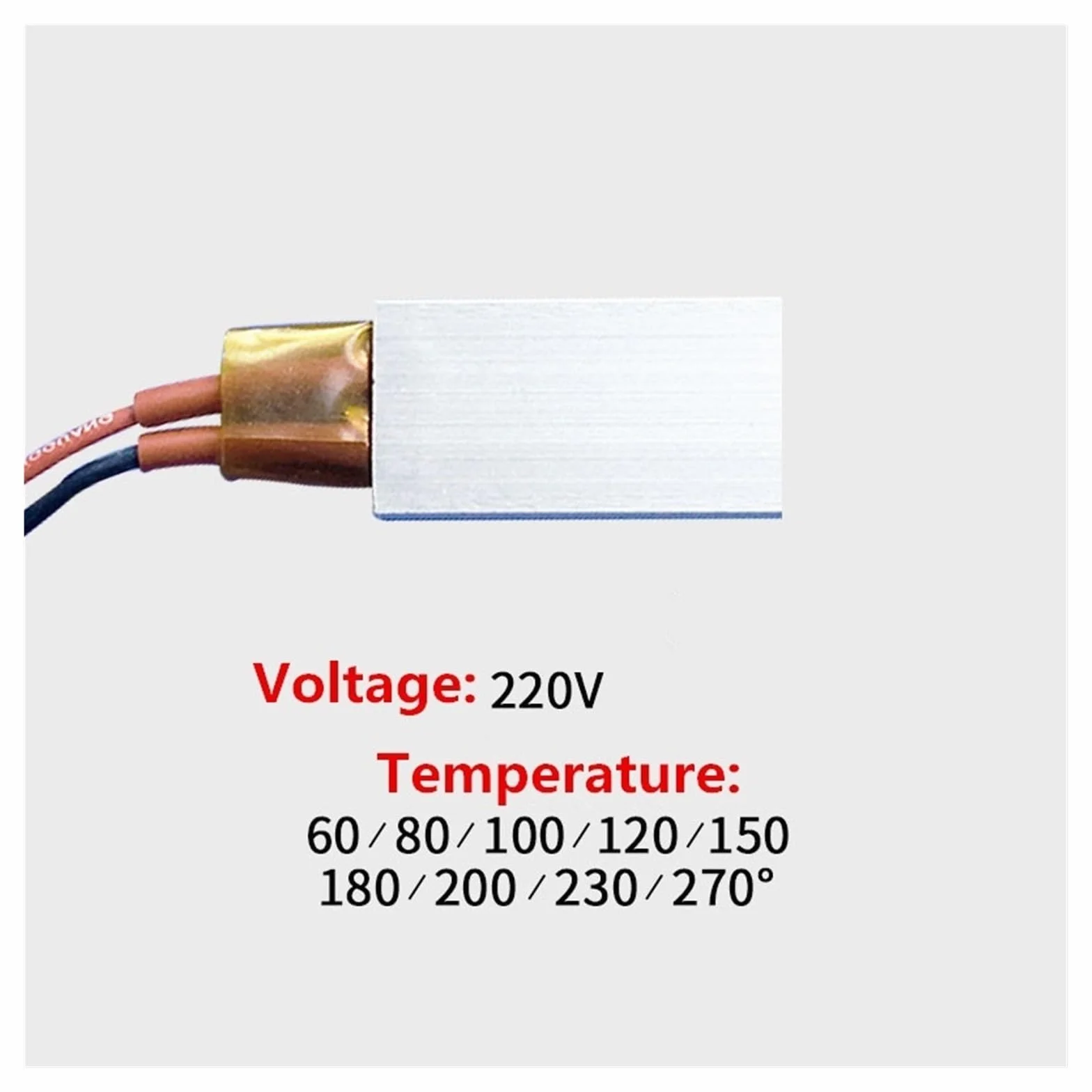 Placa de calefacción termostática PTC, Elemento Calefactor PTC 220V Calefacción Cerámica 35x21x5mm 2W-50W(220v 200c 9-28w)