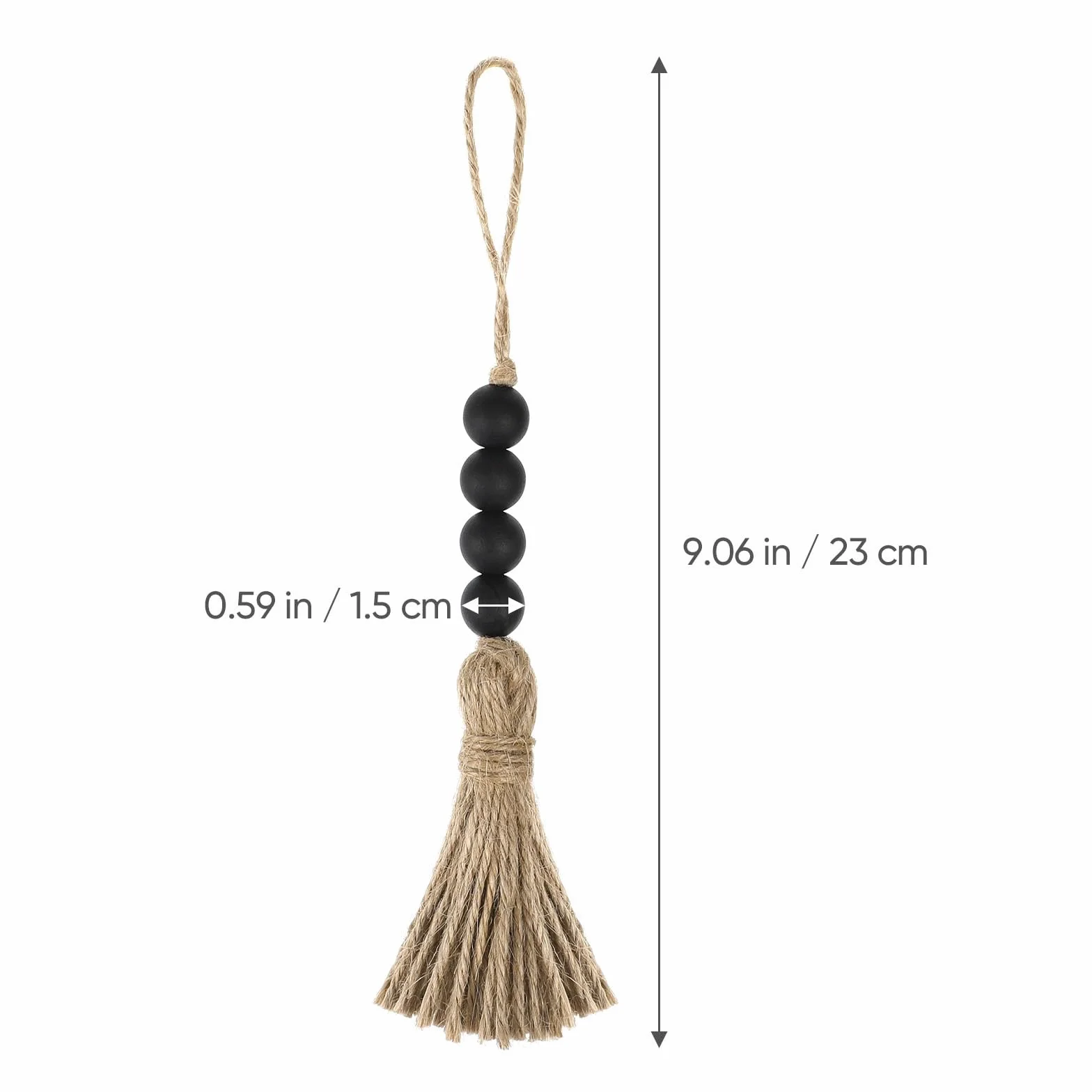 HOMSFOU Adorno Colgante De Cuentas De Madera con Borlas para Decoración De Manillas De Puertas Estilo Rústico para Hogar Oficina Tienda 8.26X1.18X0.39In Paquete De 6