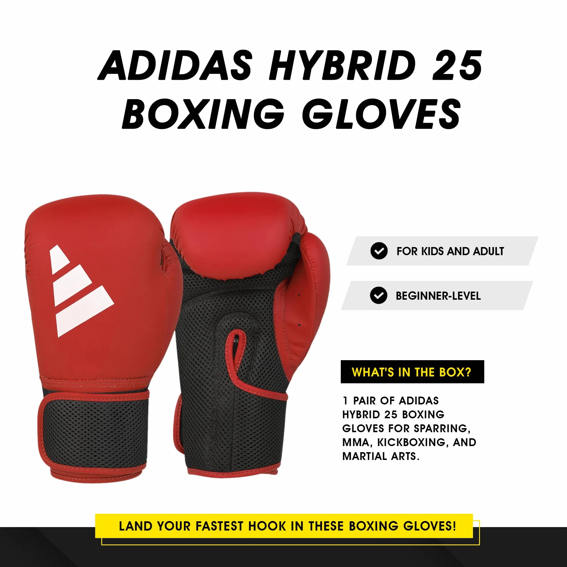 adidas Hybrid 25 Guantes de Boxeo Rojo 12 oz EU