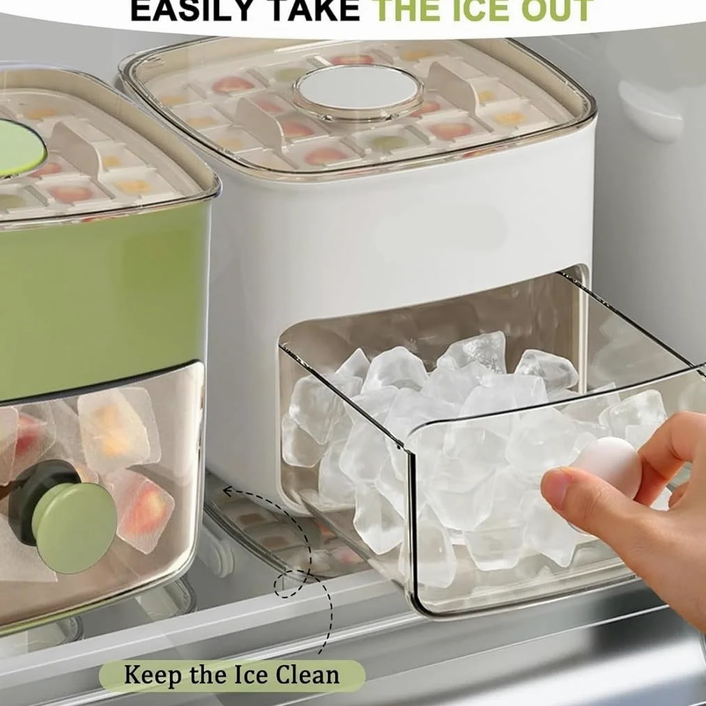 48 Ice Cube Maker, Double-Layer Silicone Ice Tray with Storage Bin and Tongs, Portable Ice Mold for Freezer, Ideal for Whiskey, Cocktails, Coffee and Parties(Negro,2pcs)