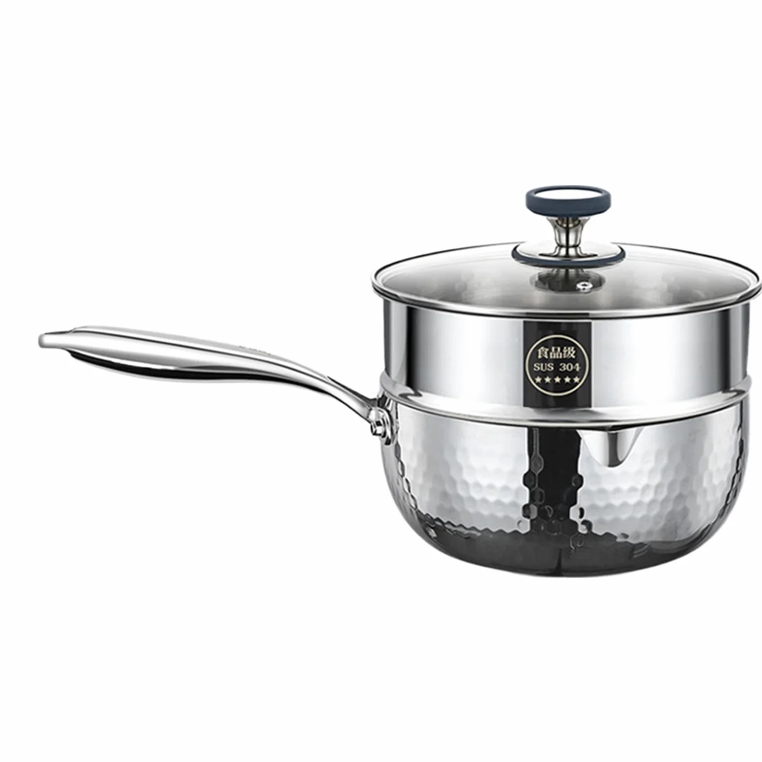Cazo De Salsa Recipiente de Acero Inoxidable con Asa y Pico Vertedor | Cazo Pequeño Para Vapor Y Salsas para la cocina doméstica, cocinar, freír, guisar, hervir, sopas, salsas, comidas