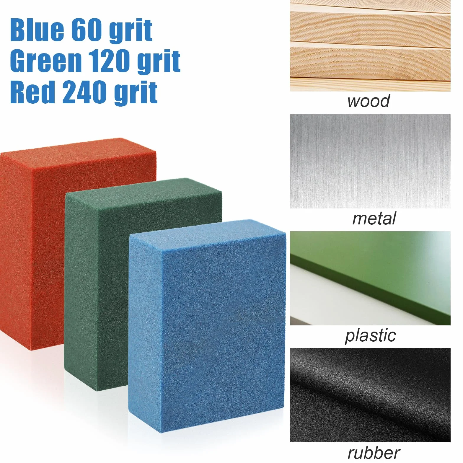Piedra Abrasiva de Goma para Snowboard 5x4x2cm 3 Uds Grano 60 120 240