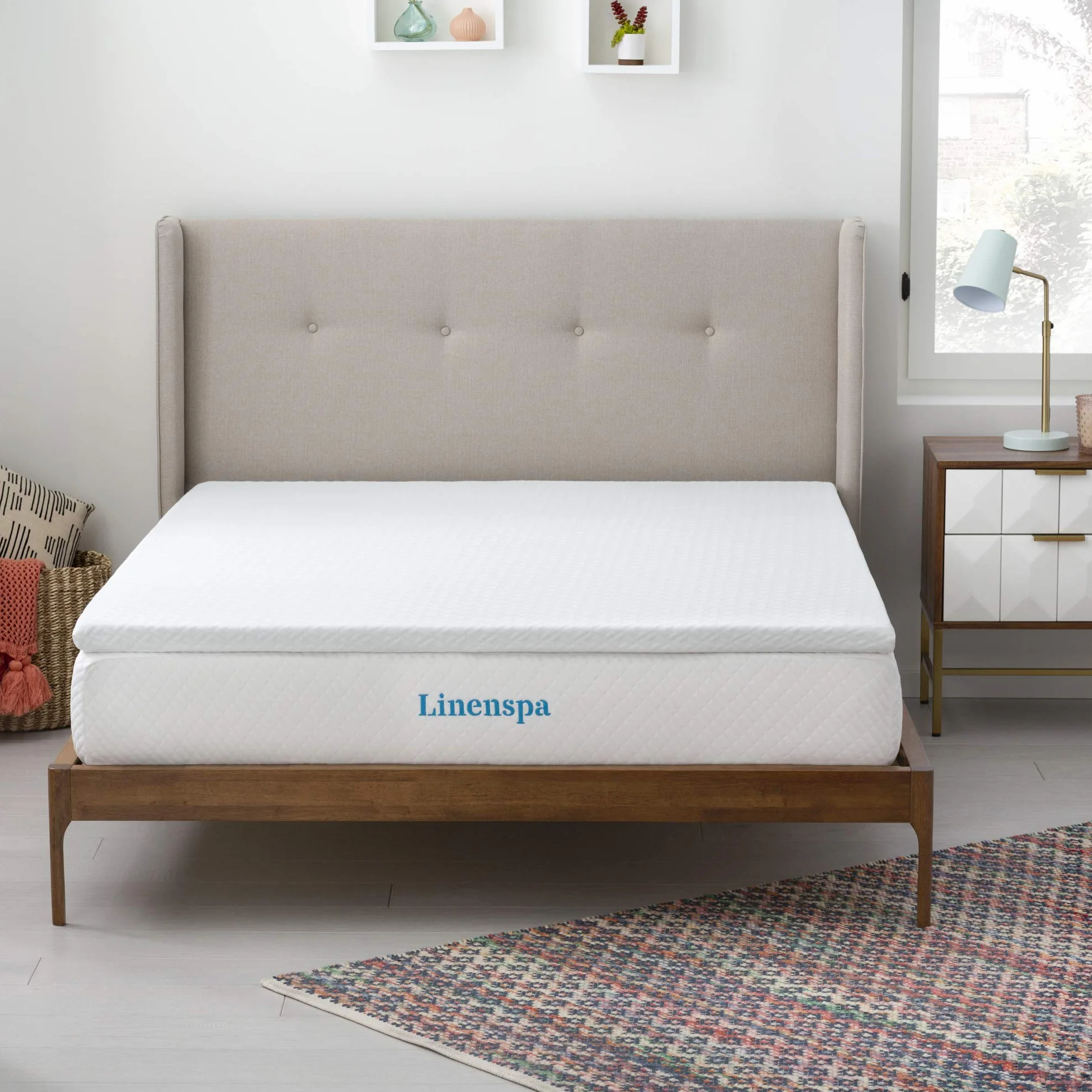 Linenspa Sobrecolchon Viscoelastico | Topper para colchon 120 x 190 cm | Grosor 5 cm | Con Gel y funda con cremallera lavable | Oeko-Tex