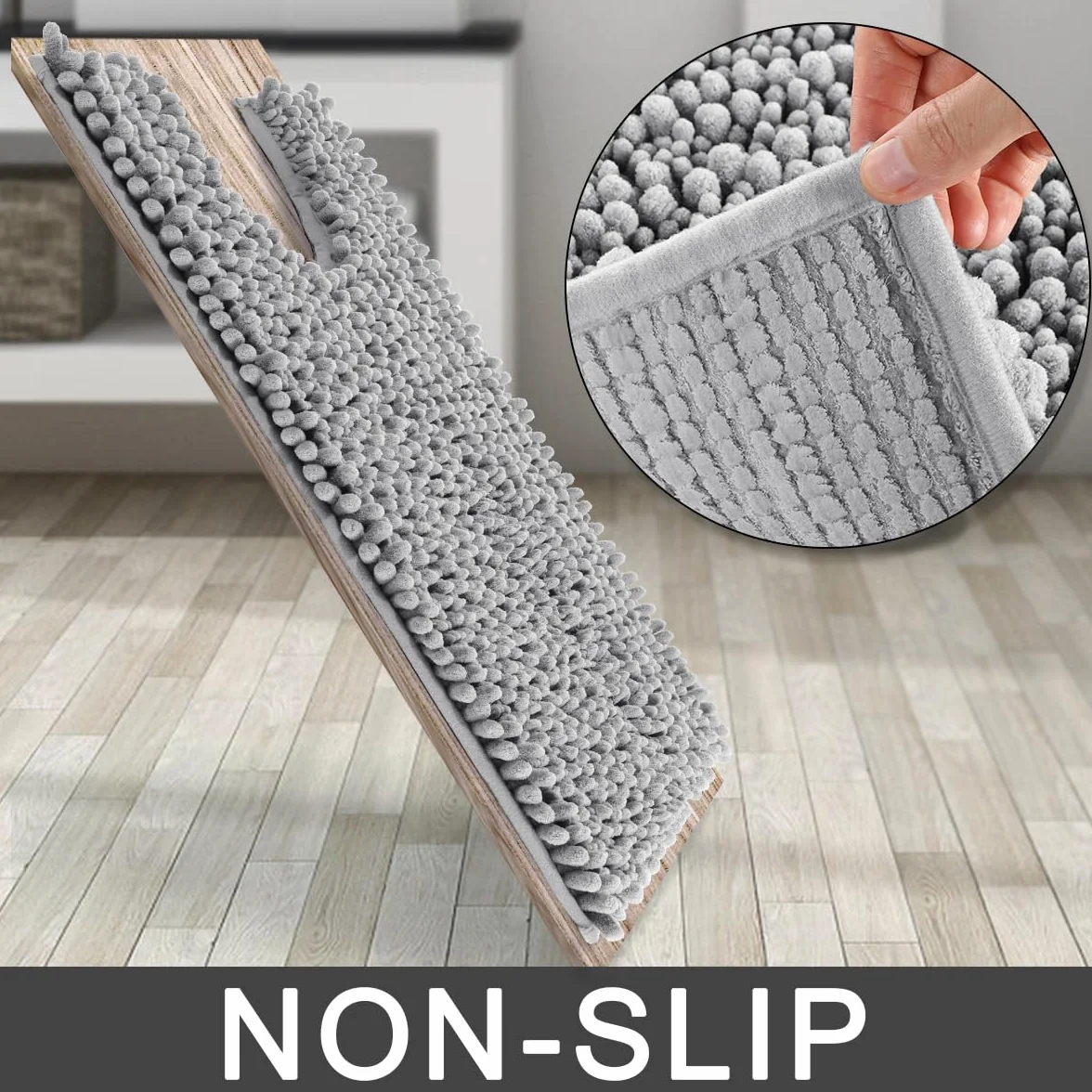 Yimobra Alfombrilla de baño de Chenilla con Forma de U para baño, máxima absorción, Suave y acogedora, Secado rápido, Antideslizante, Lavable a máquina, 24.4 x 20.4 Pulgadas