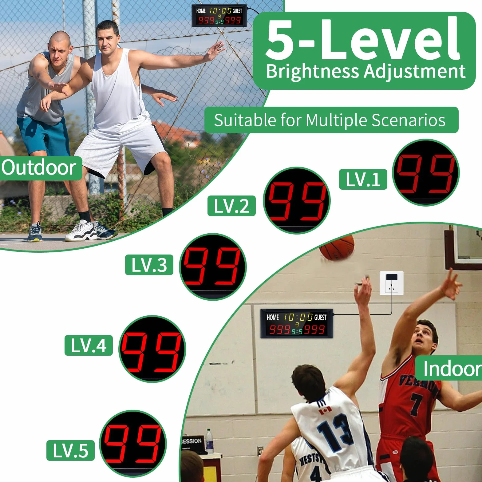 Marcador Electrónico LED de 16 Pulgadas con Control Remoto para Fútbol y Baloncesto