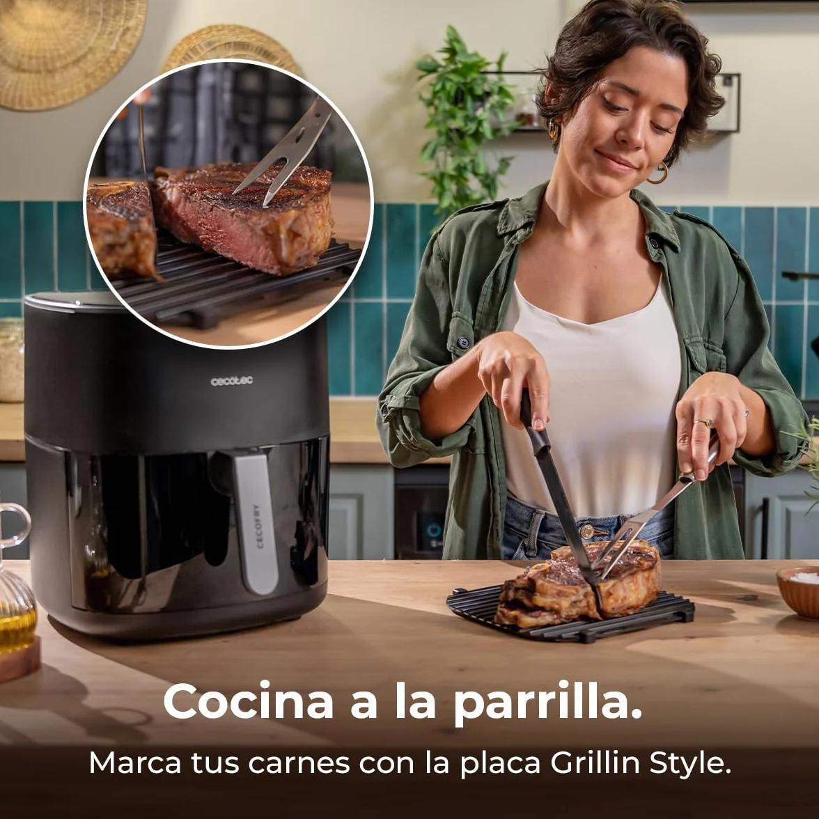 Cecotec Freidora de Aire sin Aceite 6,5L con Doble Resistencia Cecofry&Grill Duoheat 6500 Plus. 2200W, Air Fryer, Grill y Plancha, Pizzas, Ventana Visualización, 12 Menús, Temperatura 40-200°C