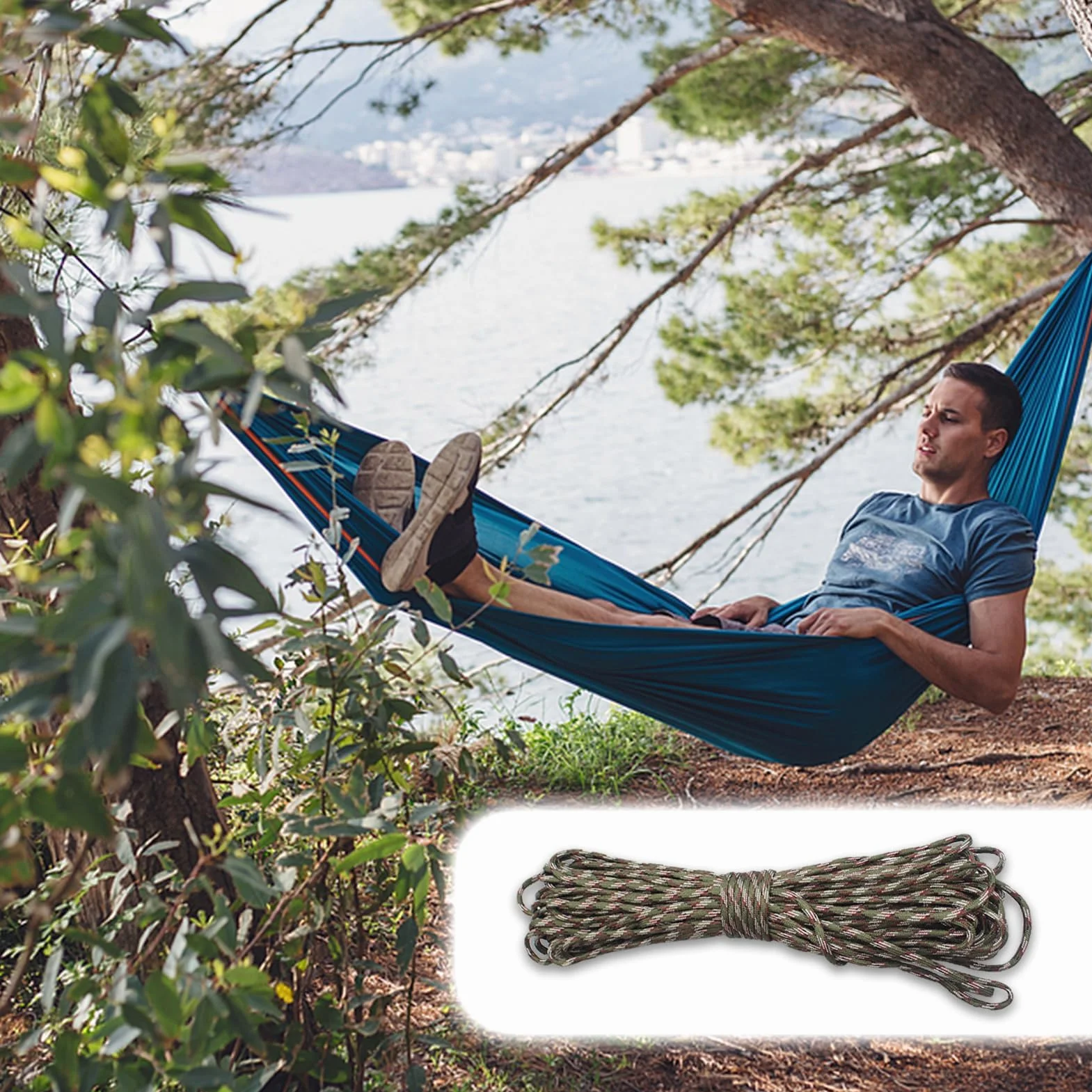 31m Paracord 4mm 7 Core Strands Poliéster para Camping Camuflaje