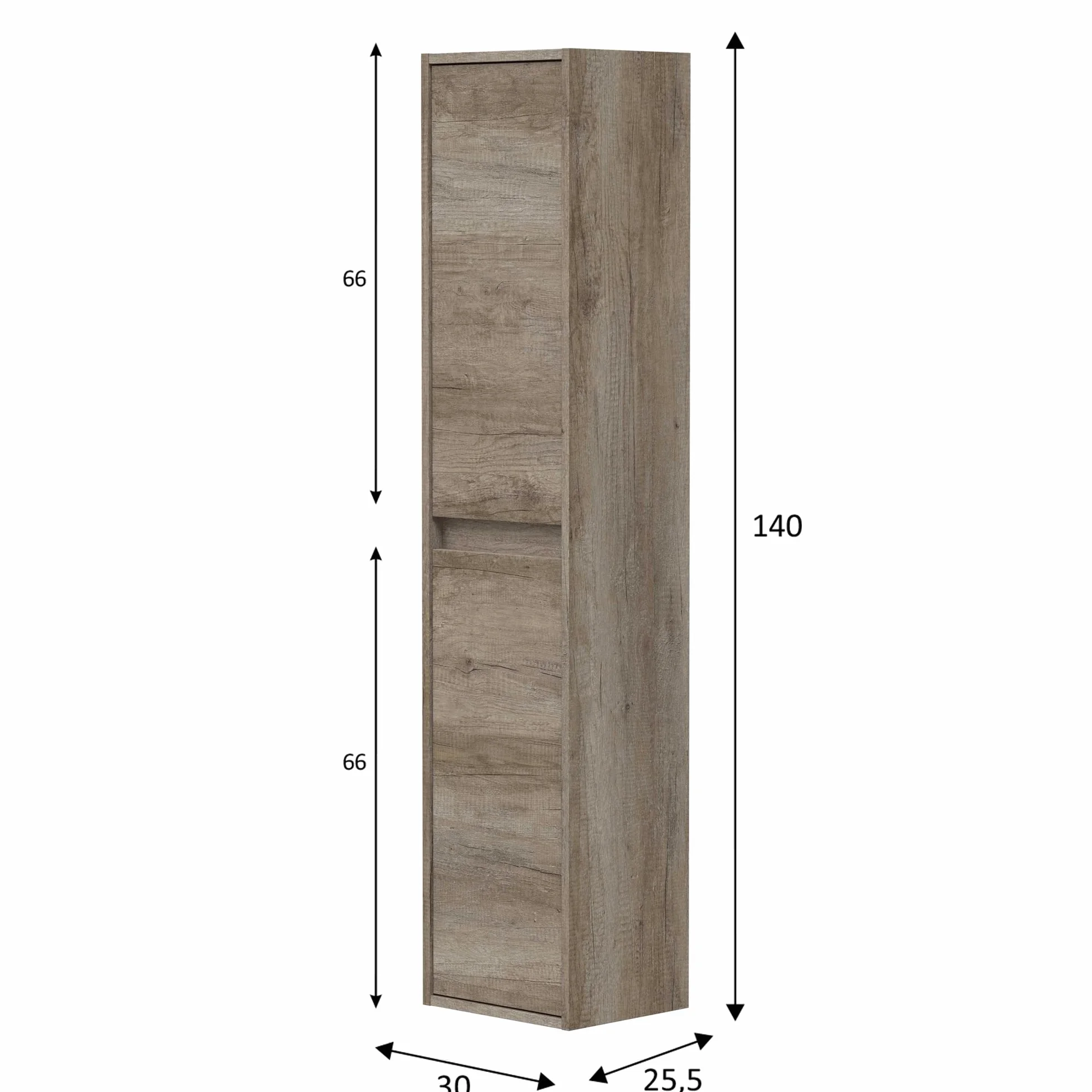 HOMN LIVING Mueble de Baño Devin con 3 Cajones, Espejo y Columna 2 Puertas, Acabado en Nordik, 100 cm (Ancho) x 45 cm (Fondo) x 86 cm (Alto)
