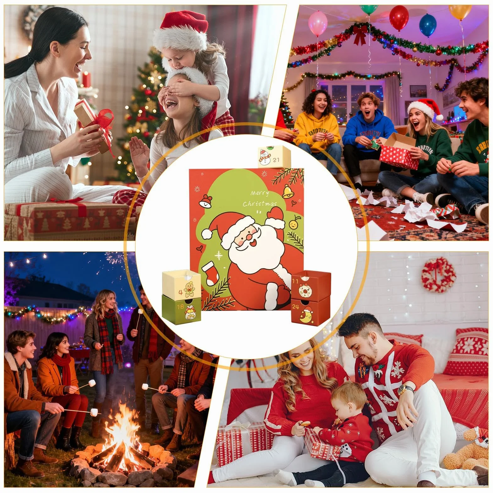 Calendario De Adviento Vacío Cajas De Adviento Navideñas Plegables Con 24 | Estuche De Detalles Para Navideñas Para Niños Y Adultos Para Joyas