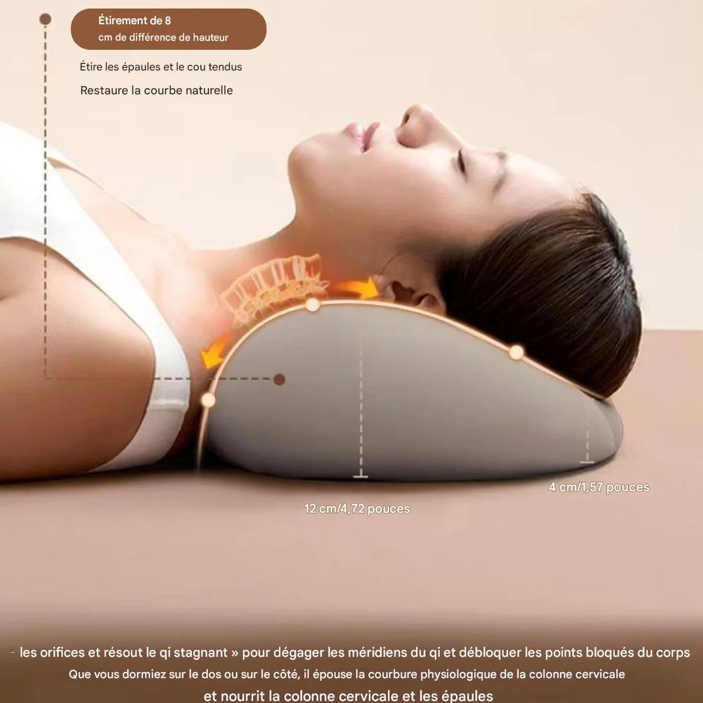 Almohada Cervical De Cuello Transpirables Ortopédicos Durmientes Arriba | Almohada de espuma viscoelástica con contorno anatómico cervical Cojín Cama Unisex Abajo Hogar Viaje