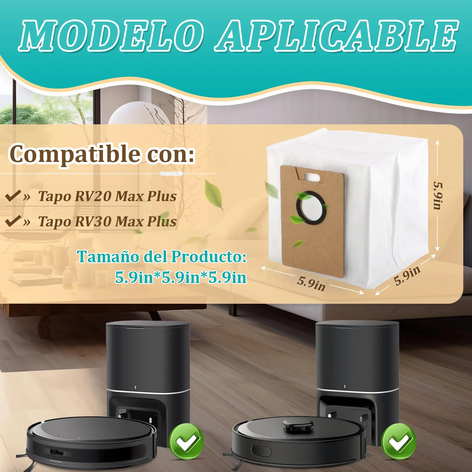 8 Bolsas de Polvo 4 Mopas de Fregado para Tapo RV30 Max Plus/ RV20 Max Plus Bolsas de Aspiradora Pano de Esfregona Accesorios