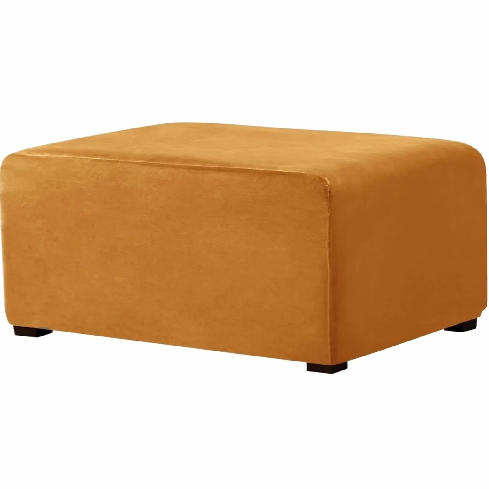 Footstool Puf Cover Fundas de Almacenamiento Plegables y elásticas rectangulares Terciopelo 4 tamaños for reposapiés otomano Lavables extraíbles para Sala Dormitorio(Orange,XL)