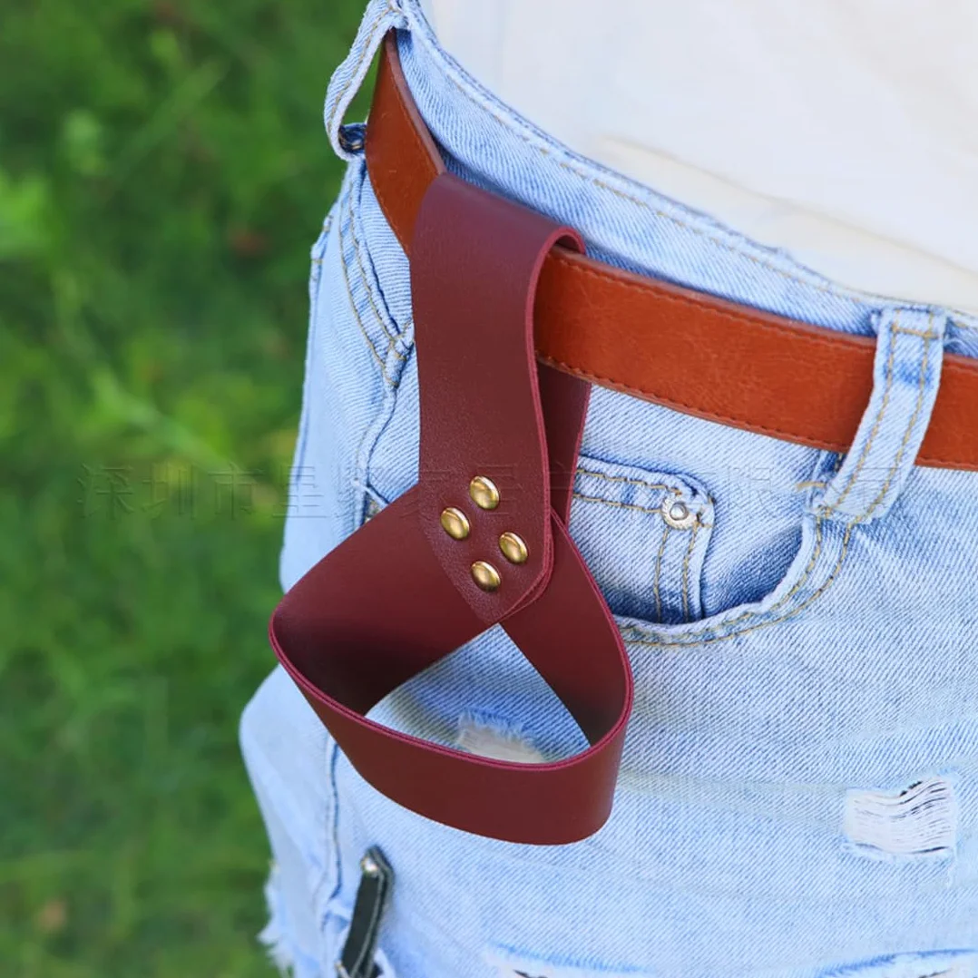 XPEX Cinturón Espada Vikinga Medieval Cuero Funda Colgante Marrón