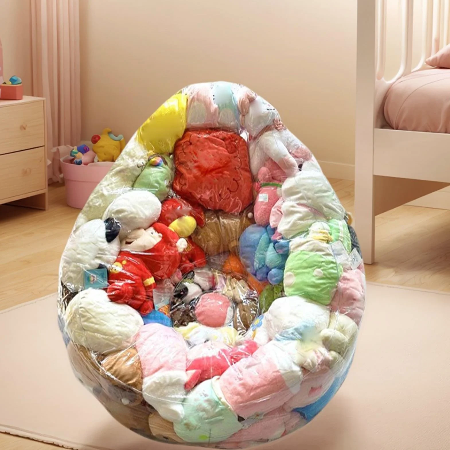 Genérico Funda De Almacenamiento para Peluches Y Puff,Almacenamiento Transparente para Peluches Y Cojines - Protector para Sofá de Hogar Dormitorio Salón Apartamento Guardería y Cuarto de Juegos