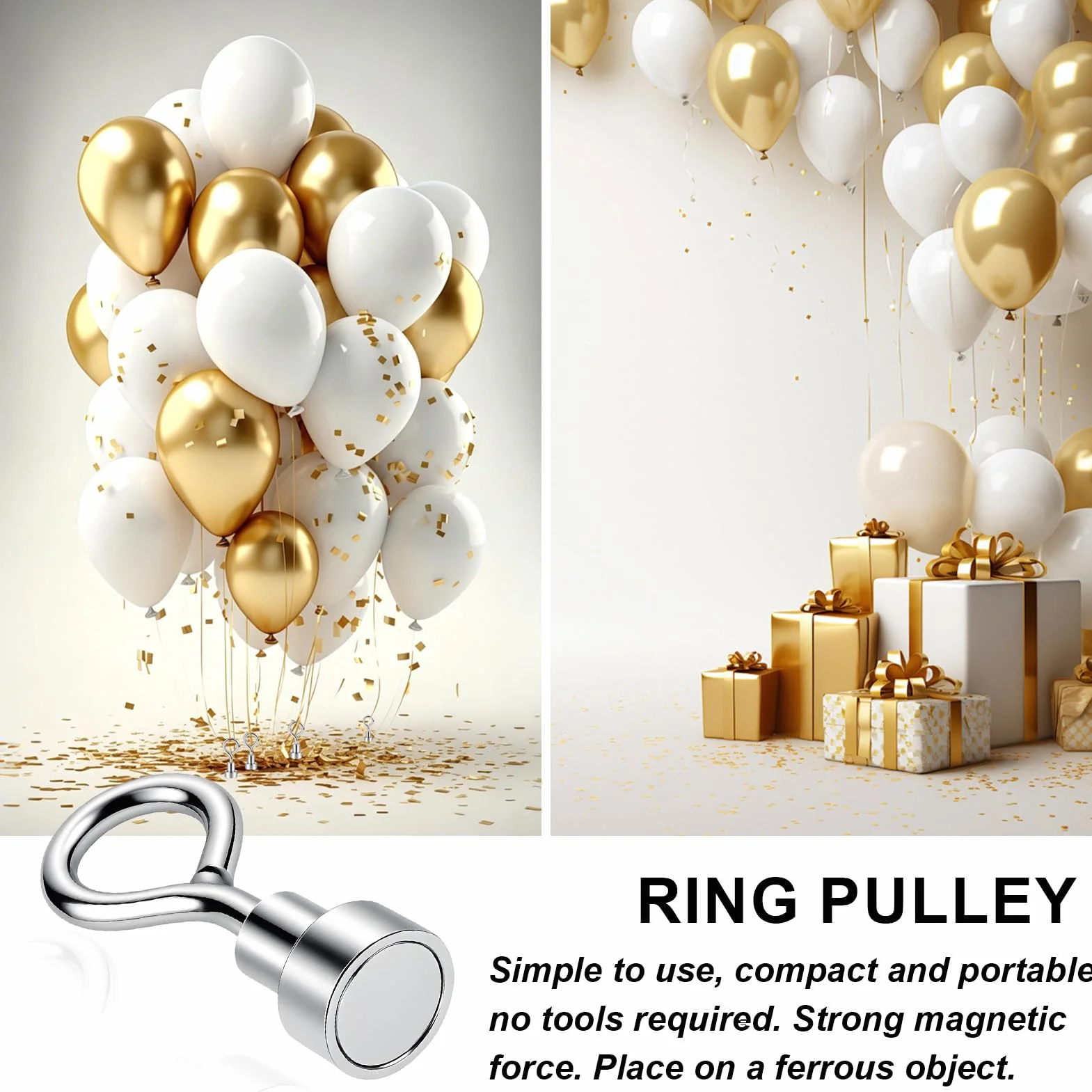 Pesas para Globos de Helio Reutilizable, Magnéticas Plateadas para Fiestas, Bodas, Cumpleaños