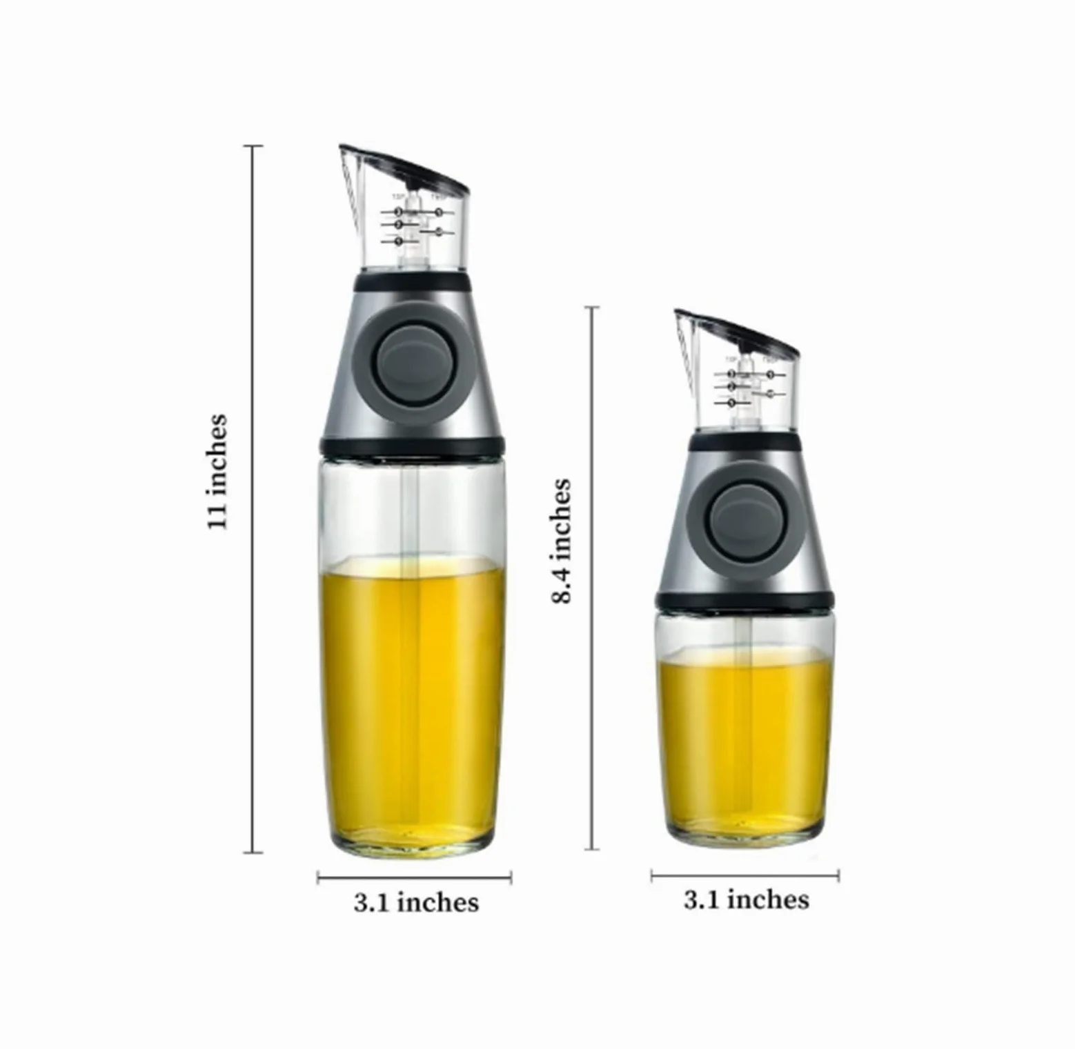 Dispensador de Aceite y Vinagre Botella Dispensadora De Aceite Vidrio Transparente Rellenable Con Bomba Calibre For Cocinar A La Parrilla Jarra de Aceite(Blue,Silver,250ml)