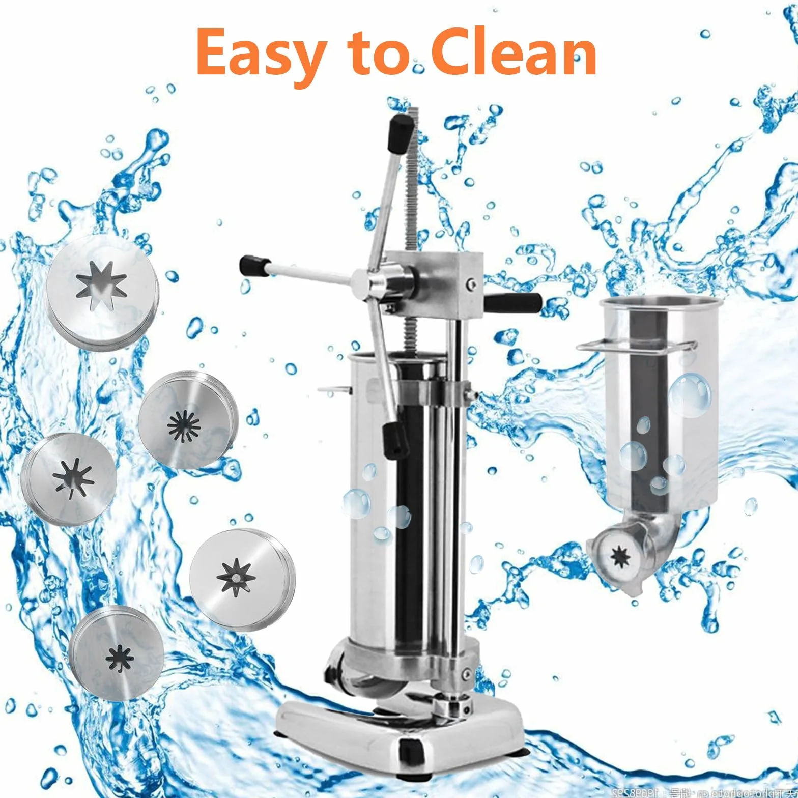 MáQuina para Hacer Churros Manual Comercial, MáQuina para Hacer Rosquillas Manual, MáQuina para Hacer Churros EspañOles De Acero Inoxidable con 5 Boquillas,2L
