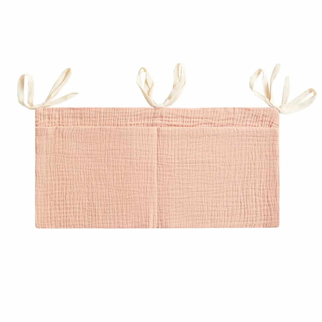 Organizador de Cuna Bolsa Almacenamiento Bebé Dos Bolsillos Grandes Colgante Pañales Ropa Juguetes Rosa