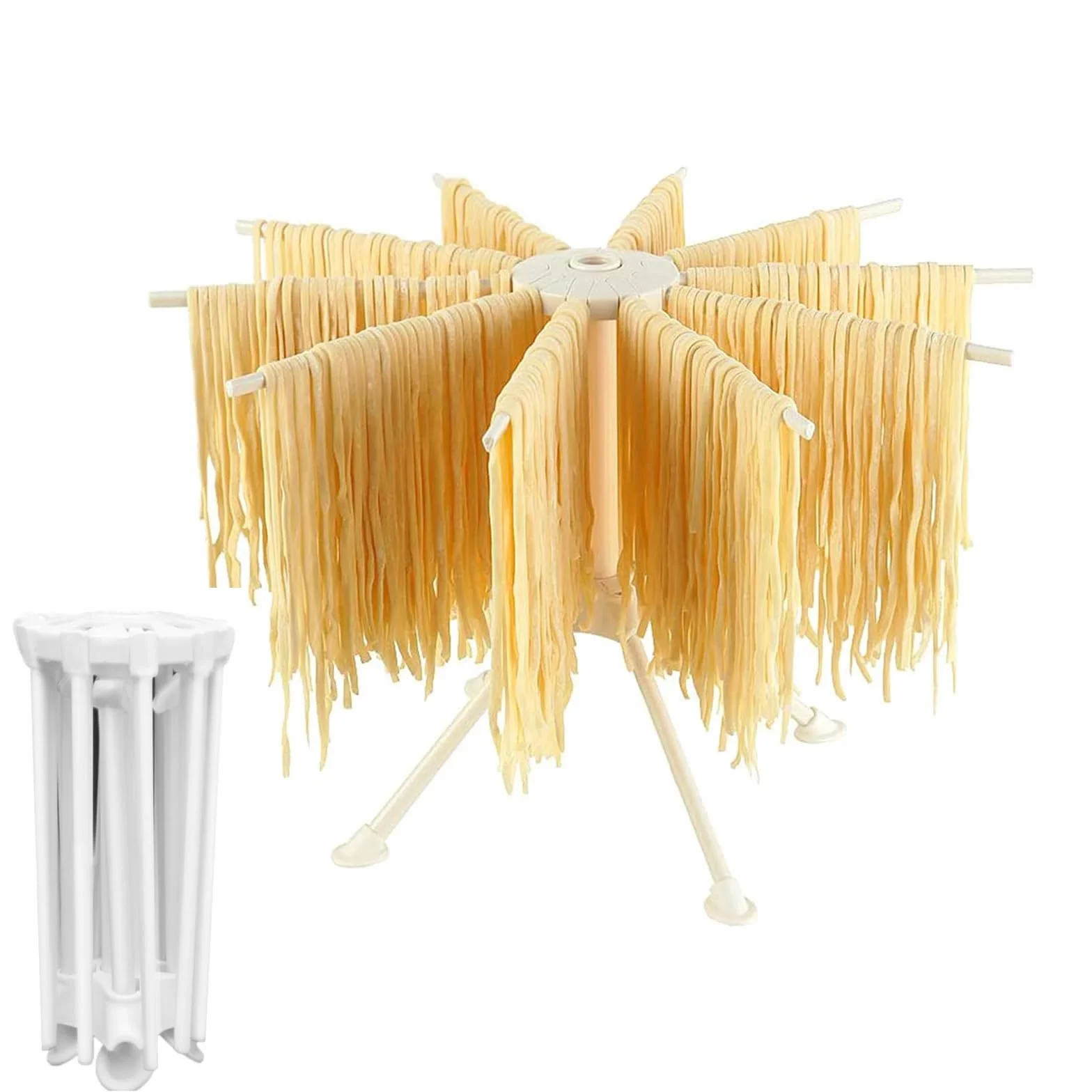 Secador Pasta 10 Ramas Fideos Plegables Estante de Secado Estable Fideos Hechos a Mano Soporte para Colgar Utensilios de Cocina Pasta Casera Gadget