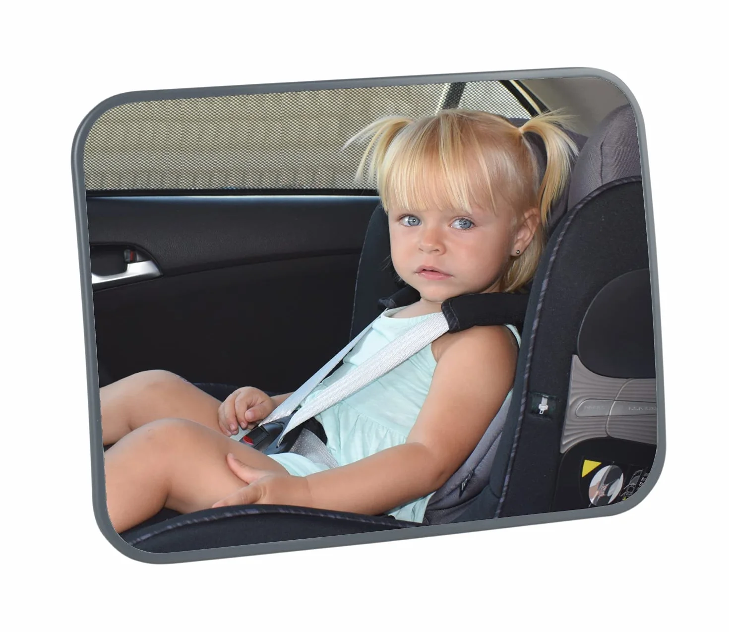 Espejo retrovisor coche bebé - Espejo asiento trasero coche para ver al bebé fácilmenlte, Gran visión, Seguro e Irrompible, Instalación rápida, Universal, Nuevo diseño (Negro)