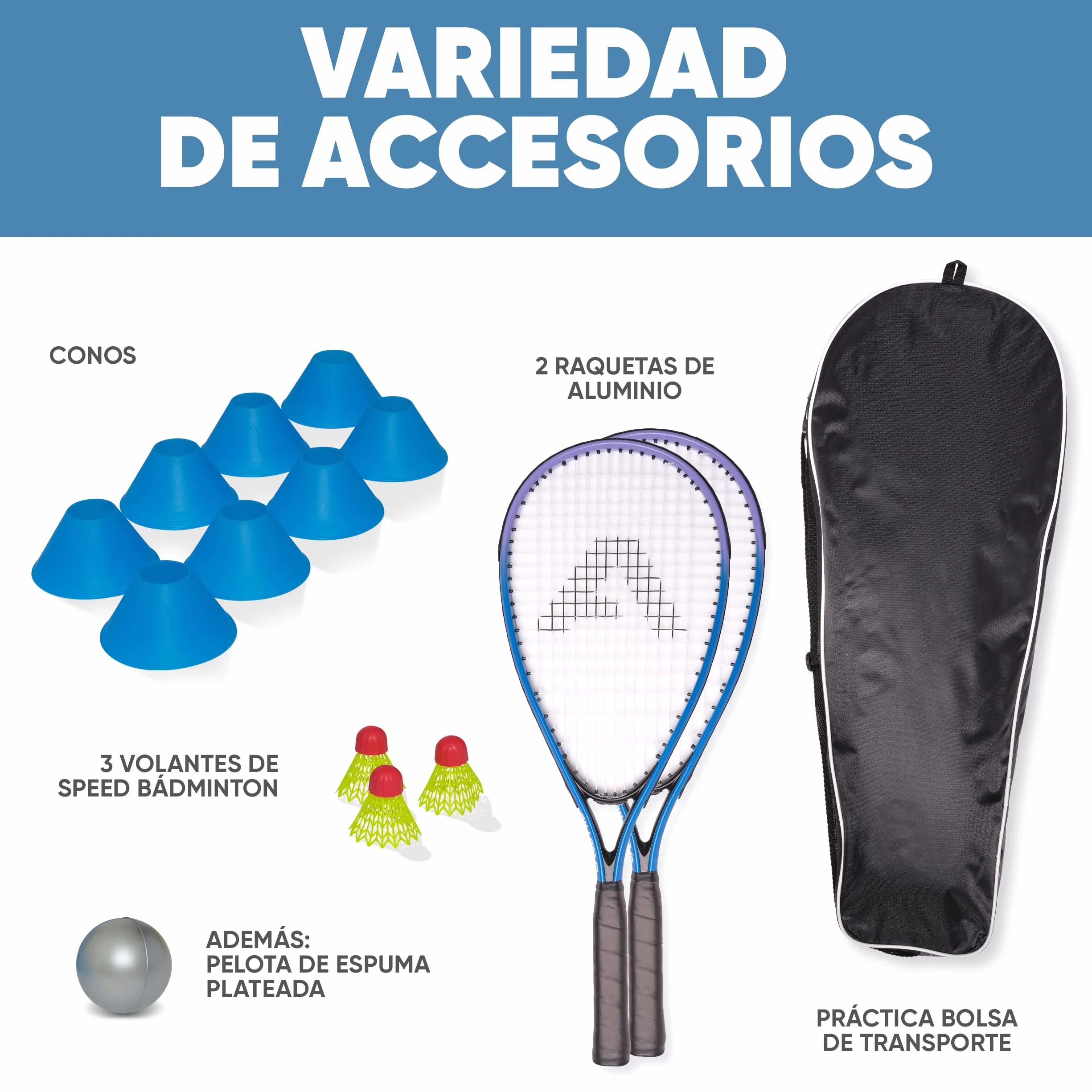Apollo Speed Bádminton | Bádminton Set | Bolsa y Raquetas de Bádminton Bádminton Set Completo | Juego de Raquetas de Squash | Raquetas de Bádminton Niños