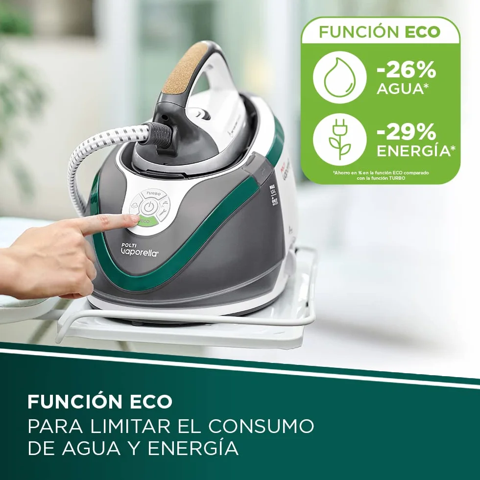 Polti Vaporella Next VN18.65, Centro de Planchado con Caldera de Alta Presión Max 7.2 Bar, Potencia 2200 W, Función Turbo y Eco, Autonomía ilimitada, Depósito 1.3 L, Steam Pulse 450g, Blanco y Verde