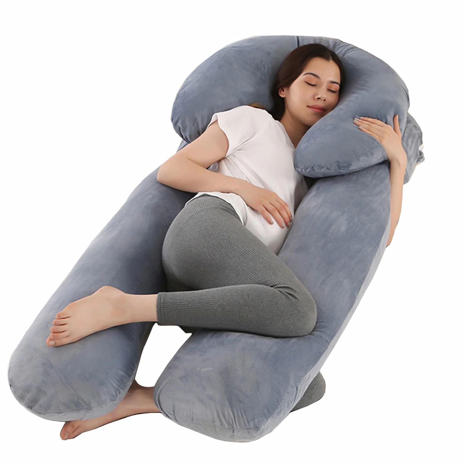 CALIYO Almohada de embarazo, cojín de lactancia en U, cojín grande, cojín de almacenamiento, almohada para mujeres y para dormir de lado, almohada de pregnancy pregnancy pregnancy pillow extraíble y