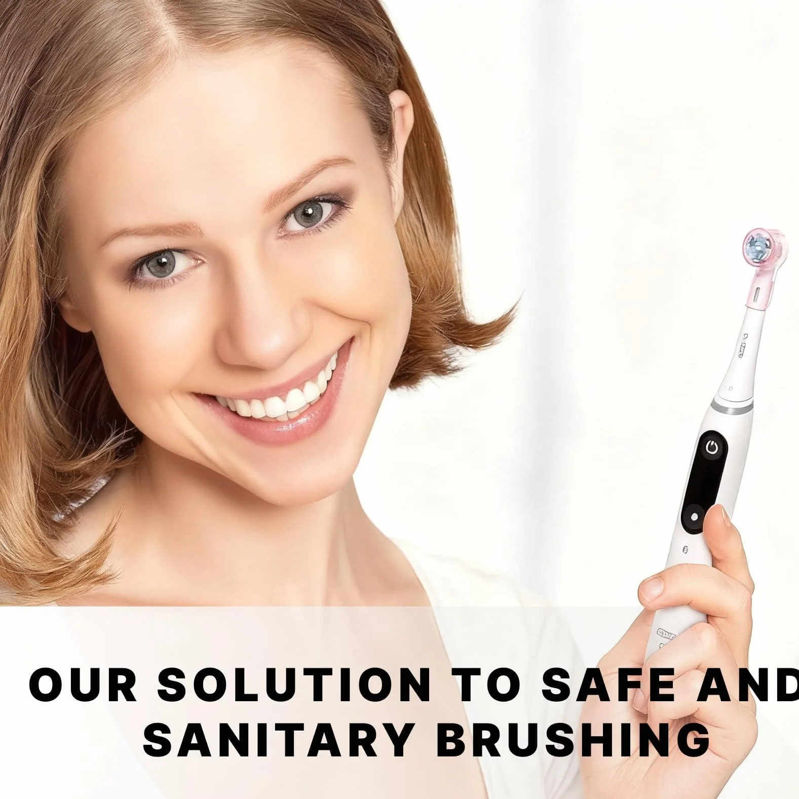 Portacepillos para cepillos de Dientes eléctricos Oral-B e iO, con Soporte para Cabezales y protección higiénica, Compatible con Cabezales Multicolor para baño.