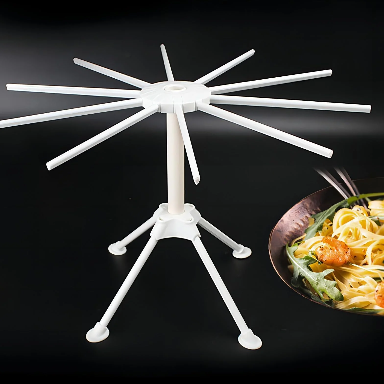 Secador Pasta 10 Ramas Fideos Plegables Estante de Secado Estable Fideos Hechos a Mano Soporte para Colgar Utensilios de Cocina Pasta Casera Gadget