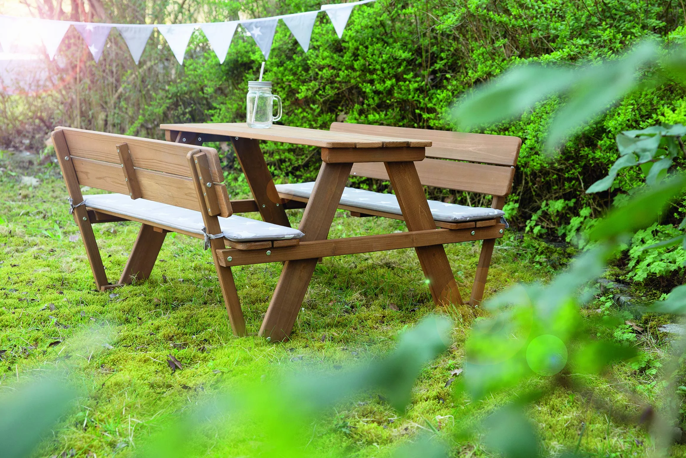 roba Mesa de Picnic para Niños Outdoor Madera Maciza 4 Plazas Teck