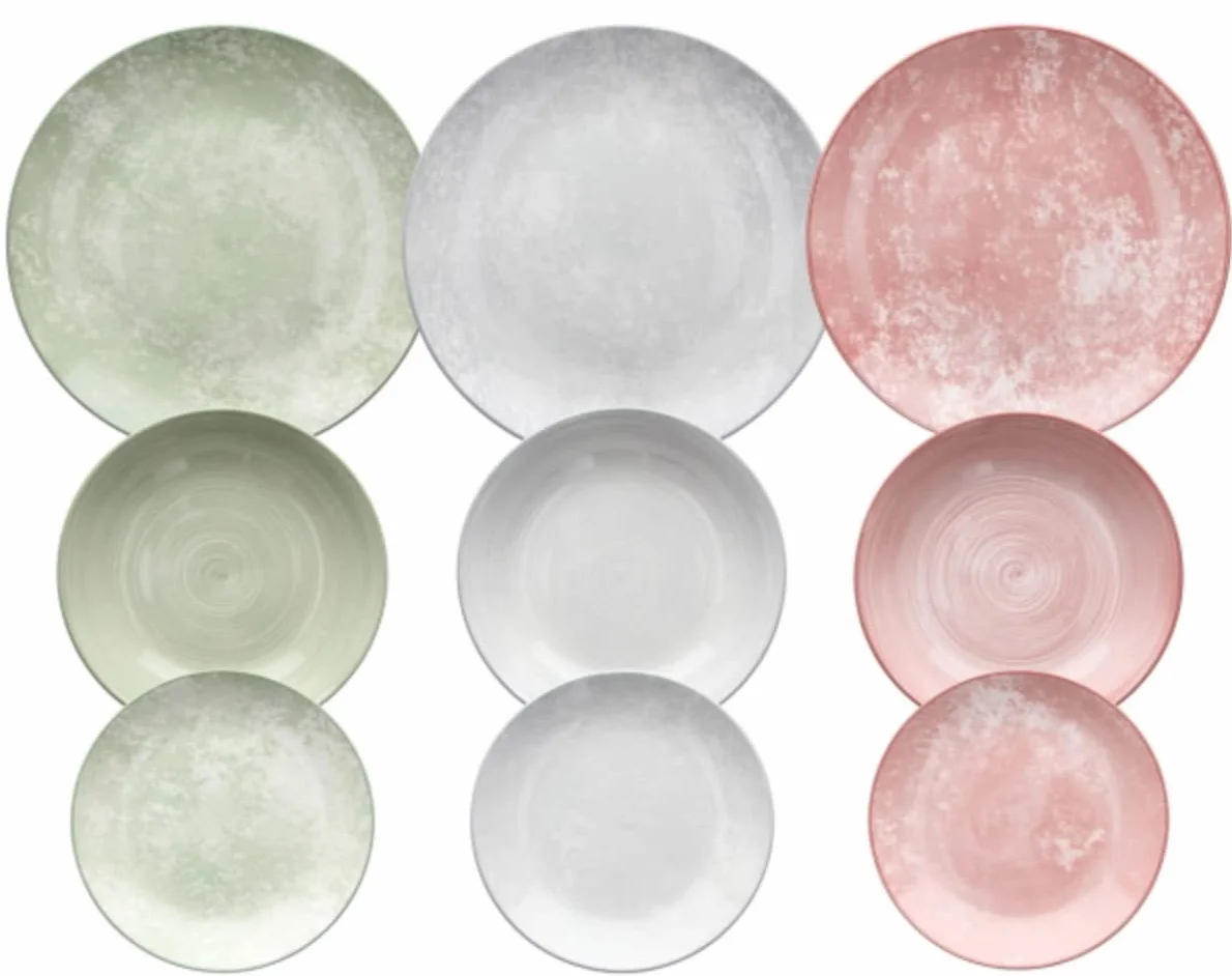 Tognana Petra - Juego de platos para 6 personas, 18 piezas, porcelana, multicolor