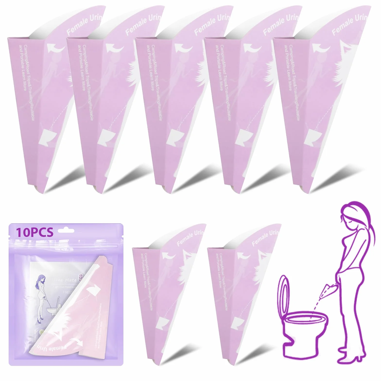 OFFCUP Urinella Desechable para Mujer, Embudo de Papel Portatil Plegable para Viaje Camping
