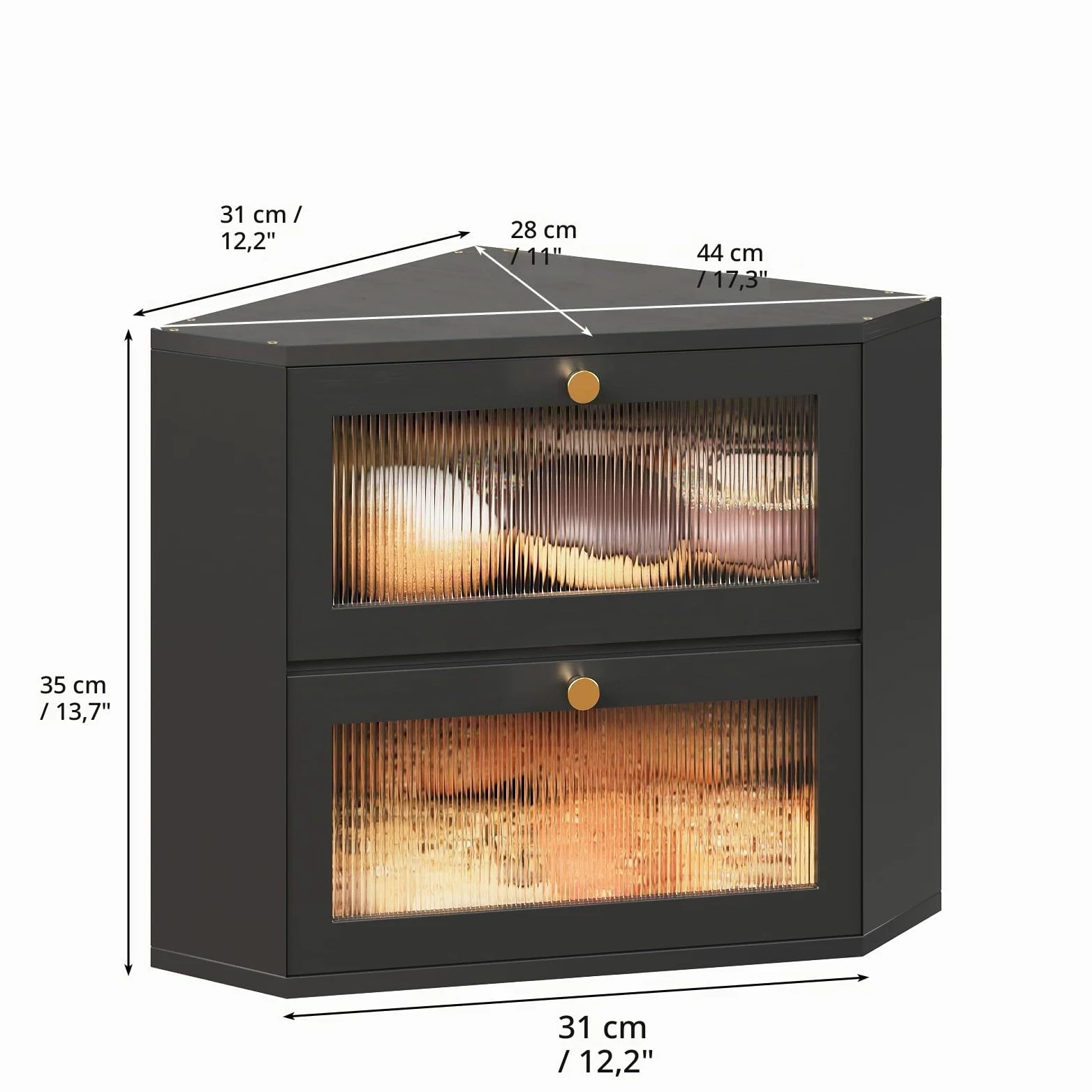 VEDECASA Panera de bambú para cocina, 2 niveles, con puerta acrílica transparente, apta para alimentos, con gran espacio de almacenamiento, color negro, 31 x 31 x 35 cm (negro)