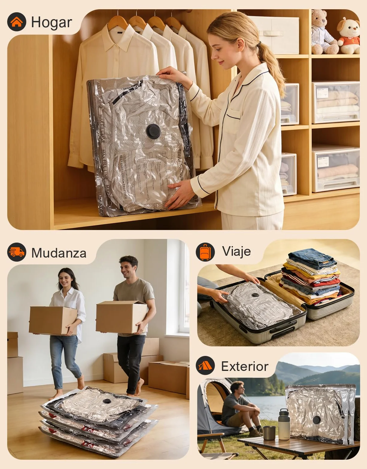 CIRYCASE 15 Piezas Bolsas Vacio Ropa con Bomba Eléctrica Recargable Inalámbrica [-5000PA de Succión], Bolsas Almacenaje Ropa Portátil para Viaje y Hogar, Saco de Vacio Reutilizable para Mantas y Ropa