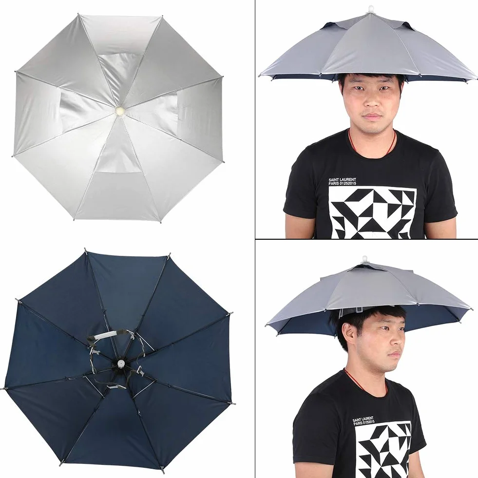 BuyWeek Sombrilla Sombrero Plegable 65 cm Resistente al Agua Protección Solar Paraguas de Pesca
