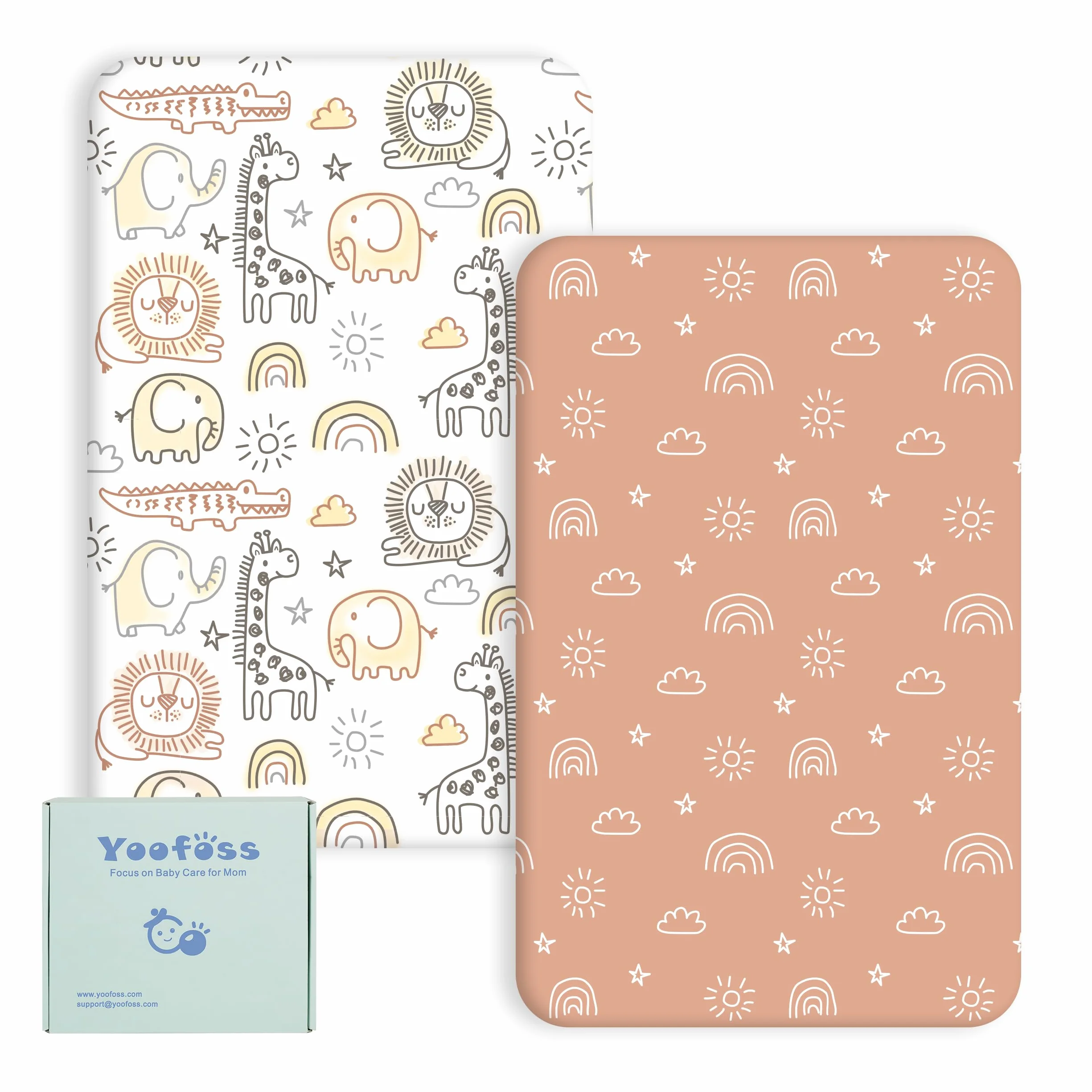 Yoofoss Juego de 2 Sábanas Bajeras Ajustables para Cuna de Bebé 60x120 cm Protector de Colchón Microfibra