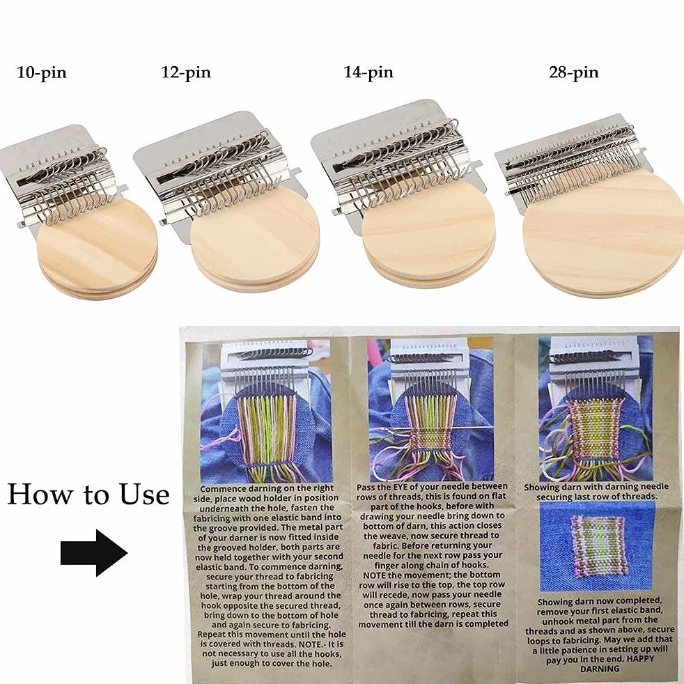 Mini Herramienta de Tejido Tipo Speedweve de Telar de Zurcir, Kit de Telar Pequeño, para Reparar Ropa, Artes de Tejido de Bricolaje, Telar de Remendar Rápidamente Portátil (Pelo